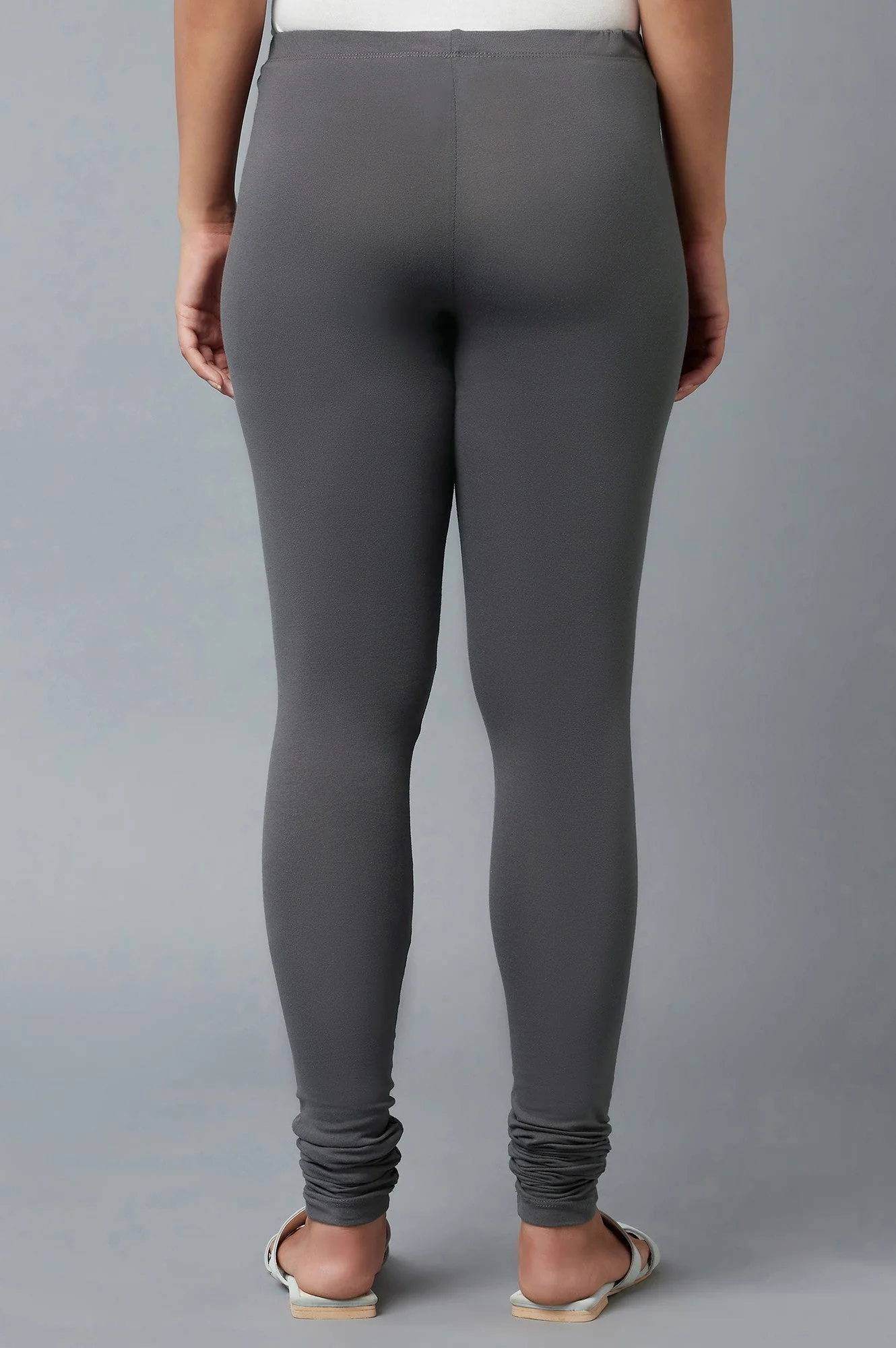 Elleven Women's Grey Ankle Length Cotton Lycra Churidar - Image 2