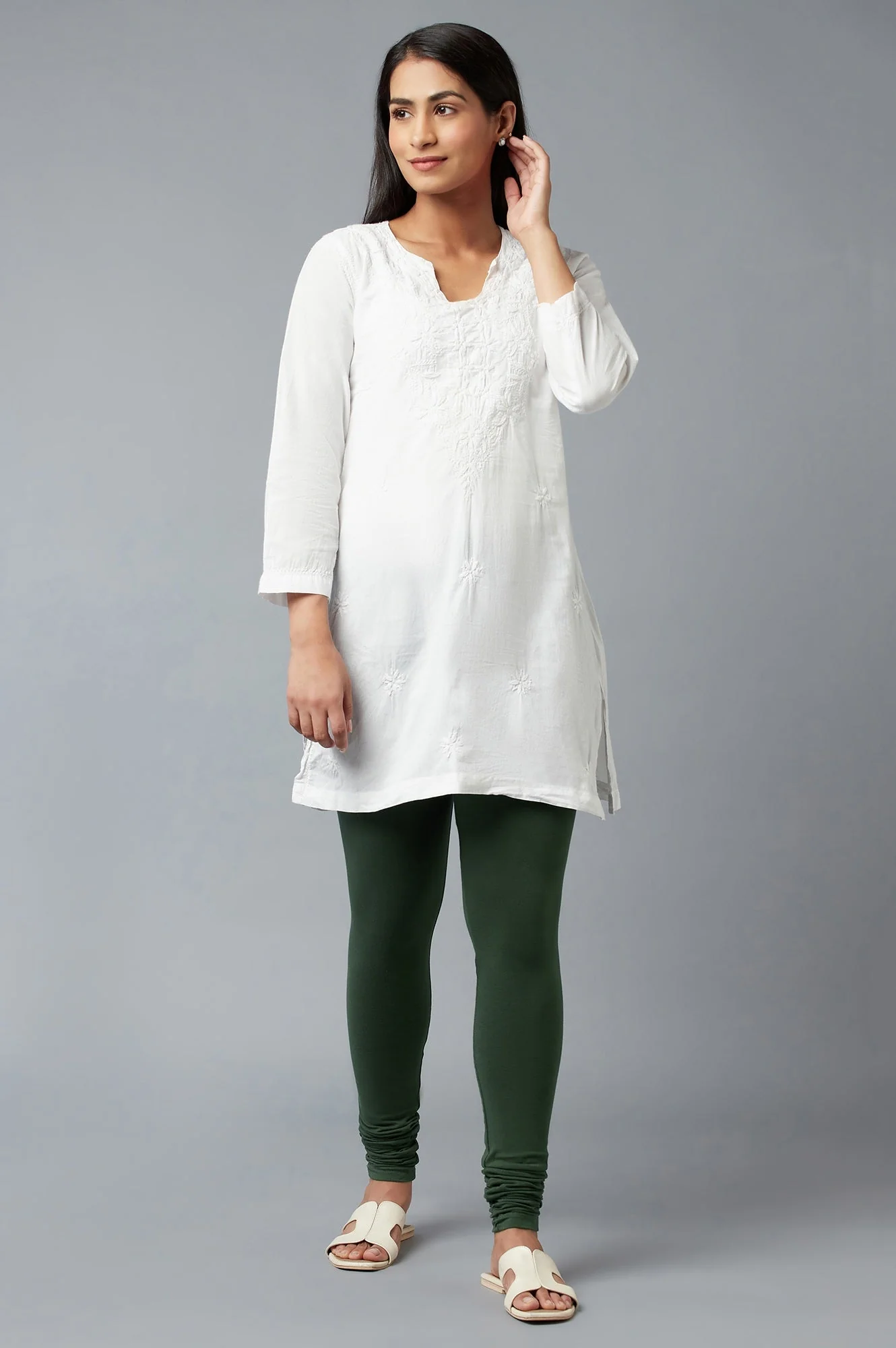 Elleven Women's Women Green Ankle Length Cotton Lycra Churidar - Image 5