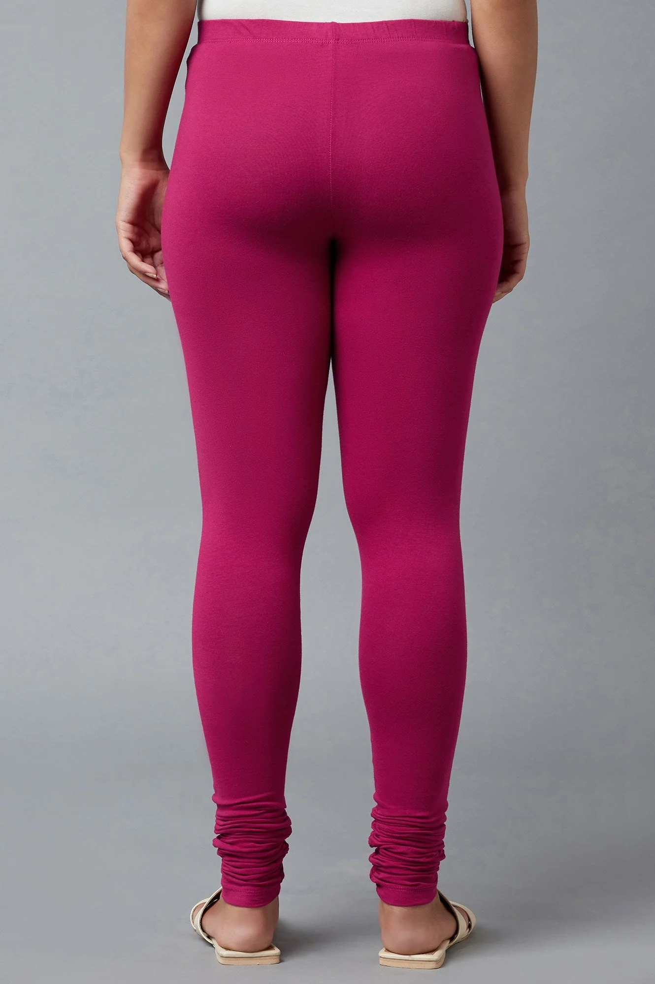 Elleven Women's Women Pink Ankle Length Cotton Lycra Churidar - Image 2