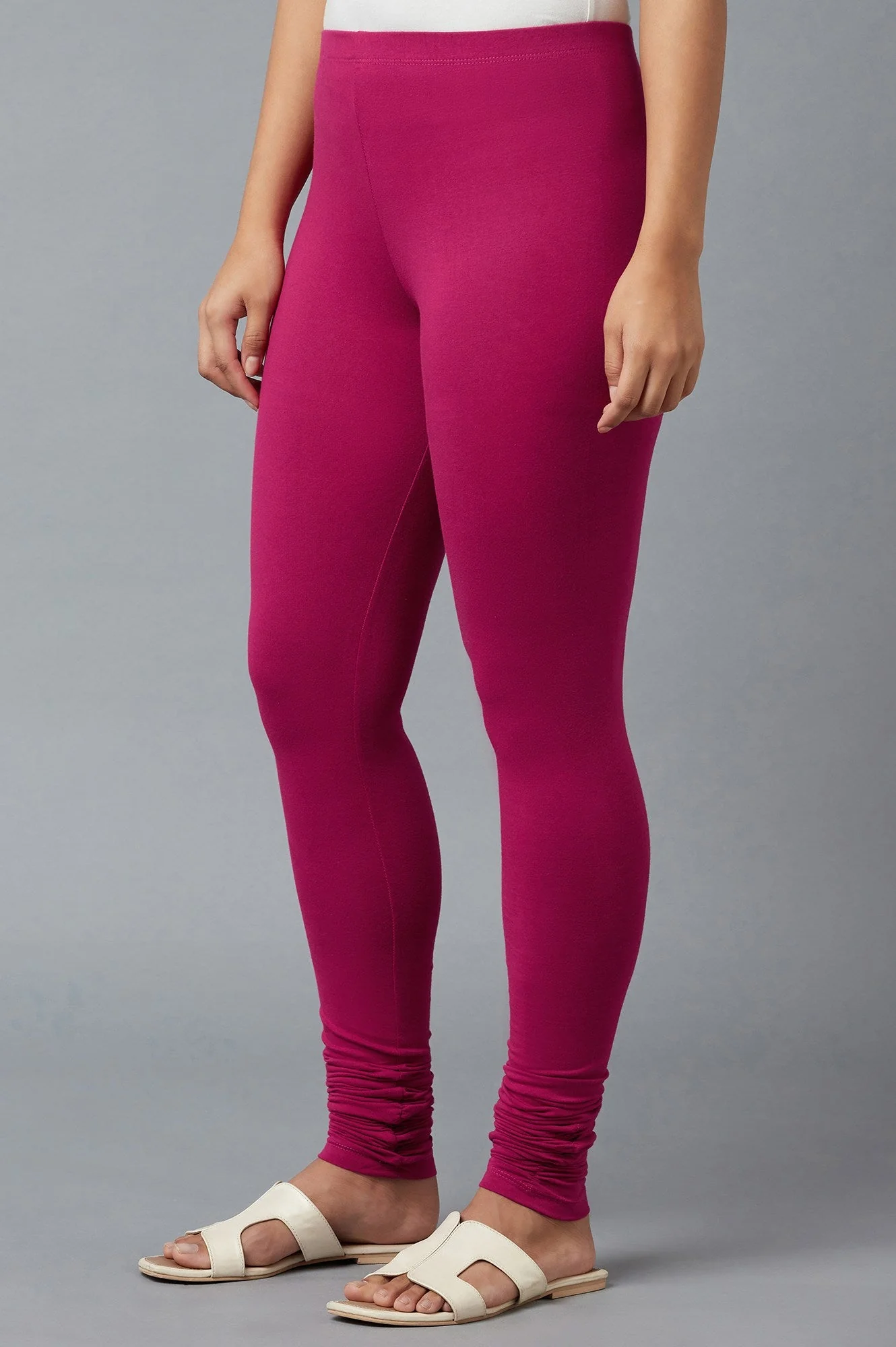 Elleven Women's Women Pink Ankle Length Cotton Lycra Churidar - Image 3