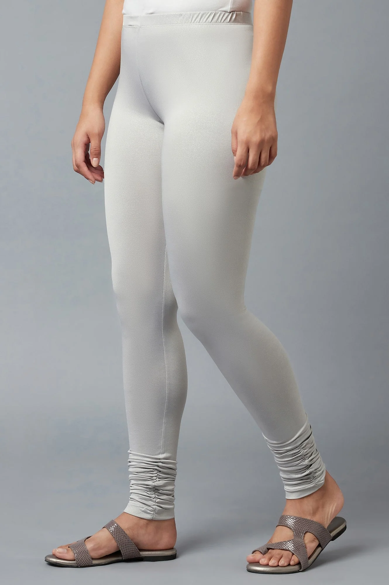 Elleven Women's Women Silver Ankle Length Poly Lycra Churidar - Image 3