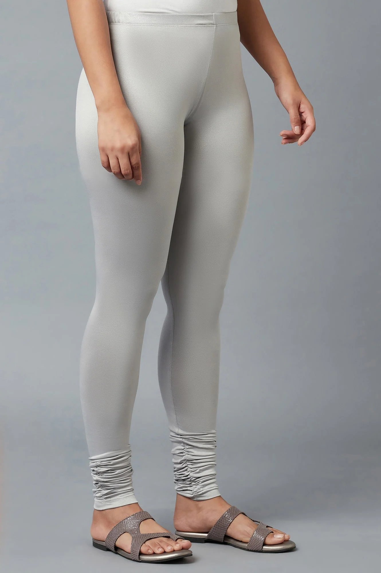 Elleven Women's Women Silver Ankle Length Poly Lycra Churidar - Image 4