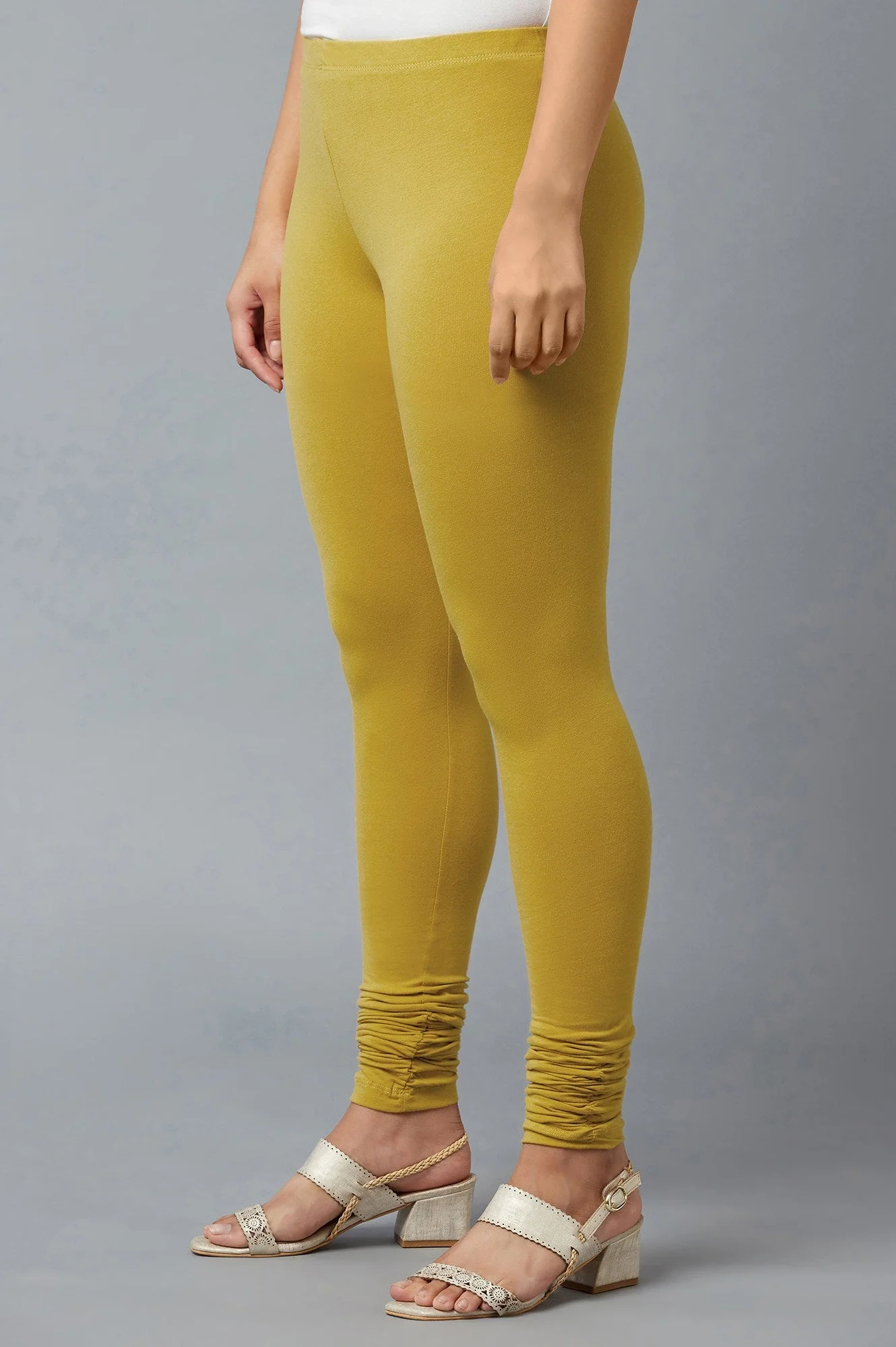 Elleven Women's Women Yellow Ankle Length Cotton Lycra Churidar - Image 3
