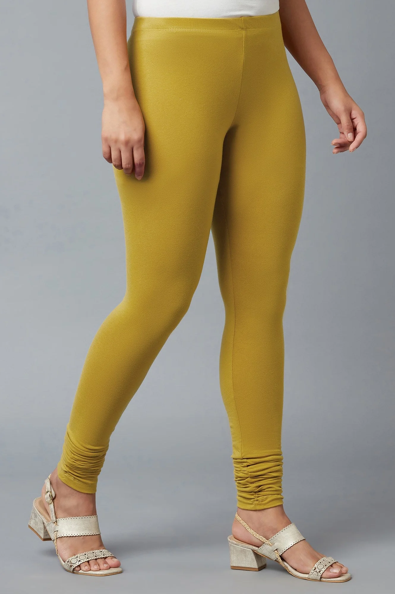 Elleven Women's Women Yellow Ankle Length Cotton Lycra Churidar - Image 4