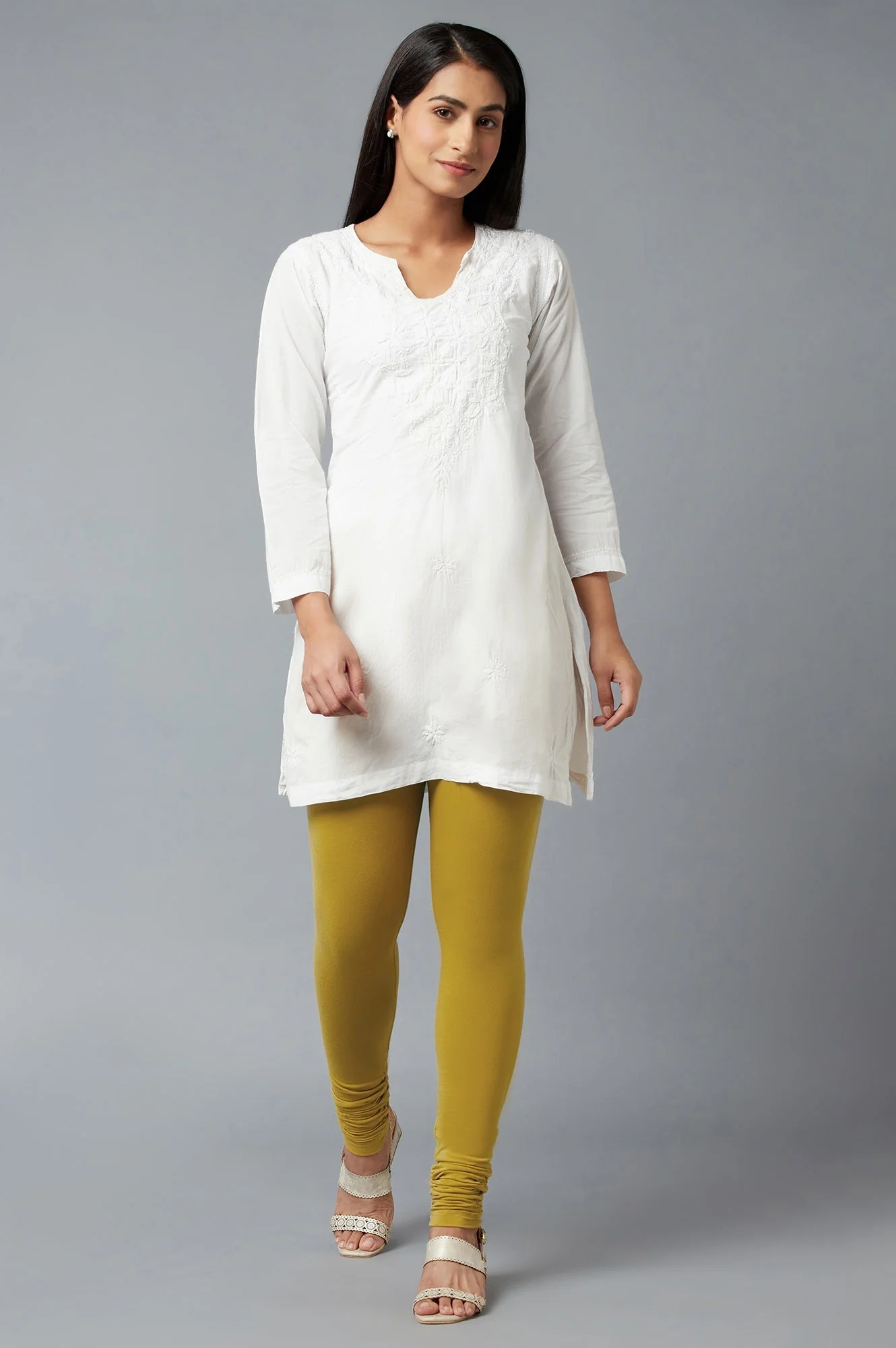 Elleven Women's Women Yellow Ankle Length Cotton Lycra Churidar - Image 5