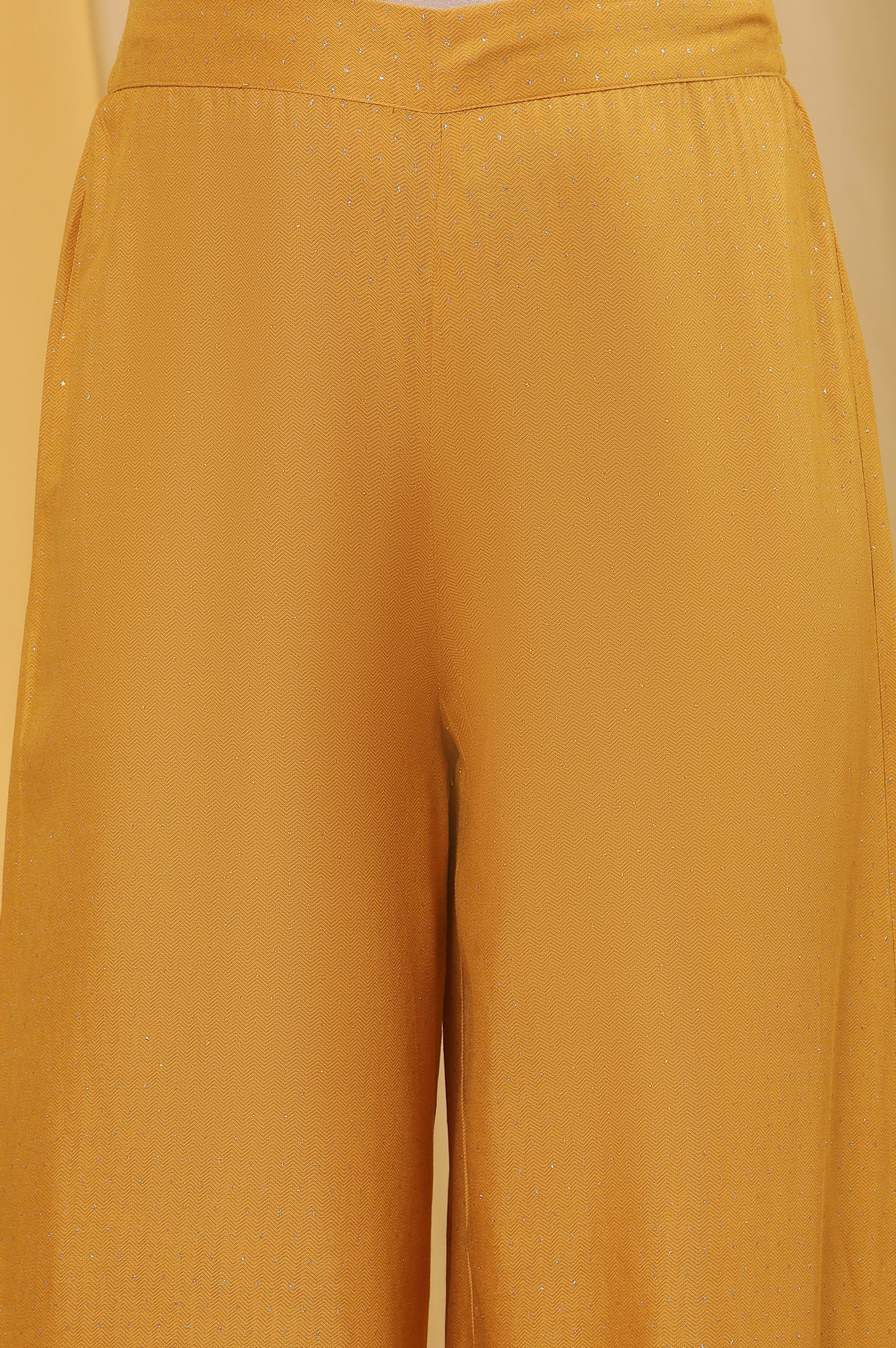 Yellow A-Line Embroidered Kurta And Parallel Pants Set - Image 8