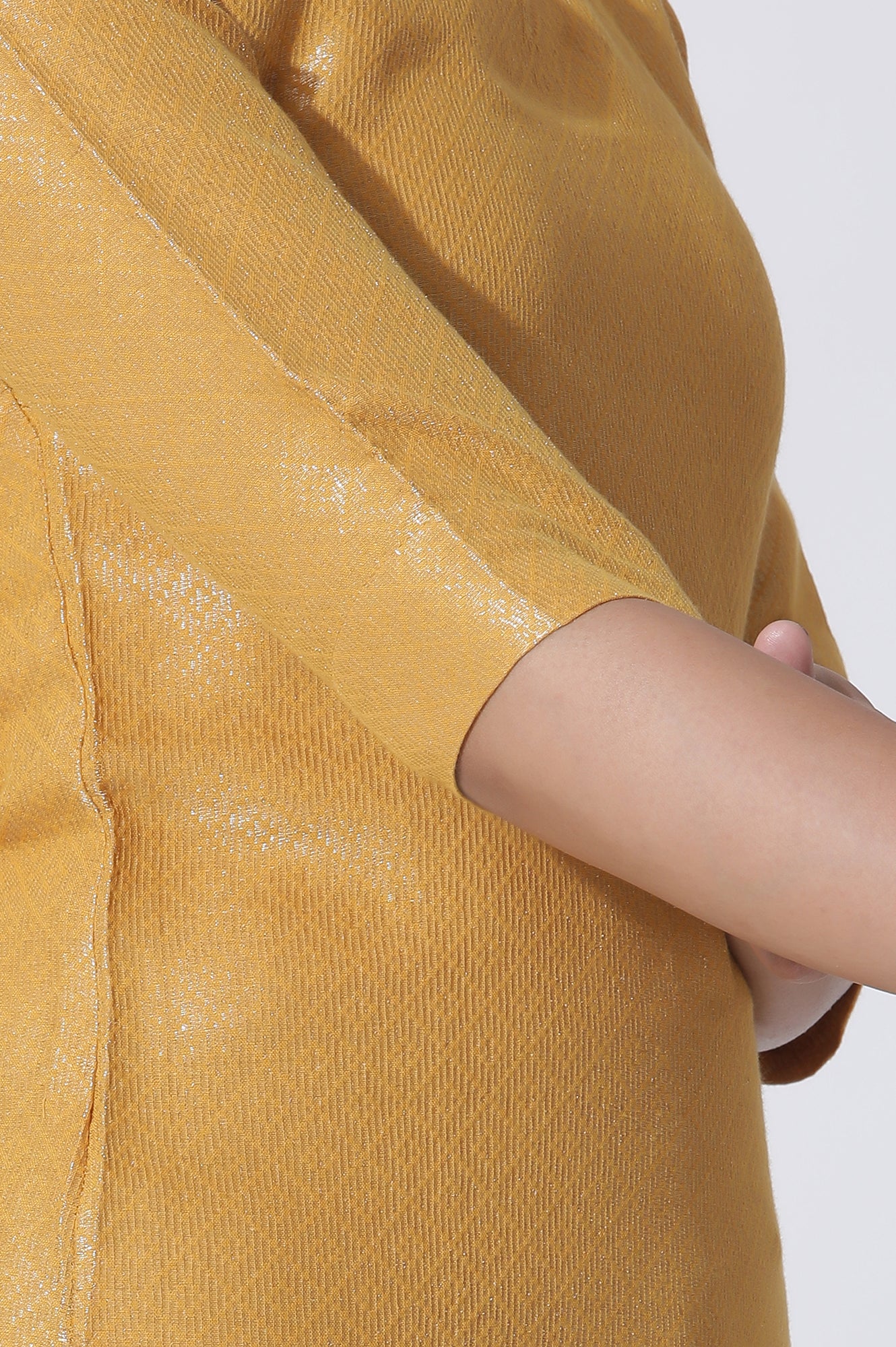 Yellow Cotton Zari Embellished Kurta And Parallel Pants Set - Image 7