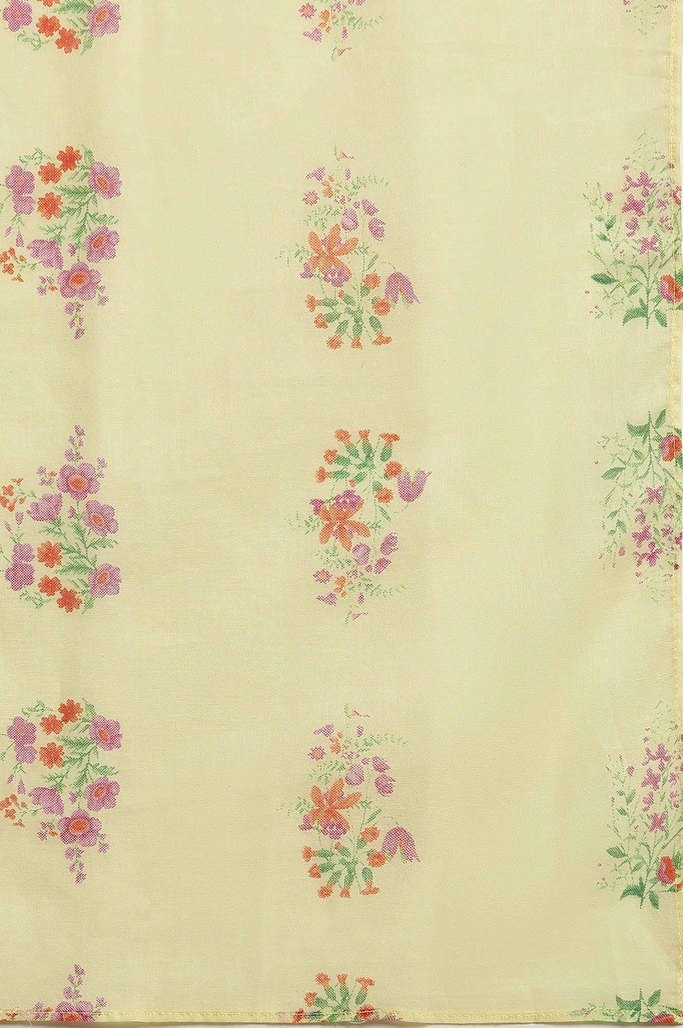 Yellow Floral Printed Flared Kurta, Pants And Dupatta Set - Image 10