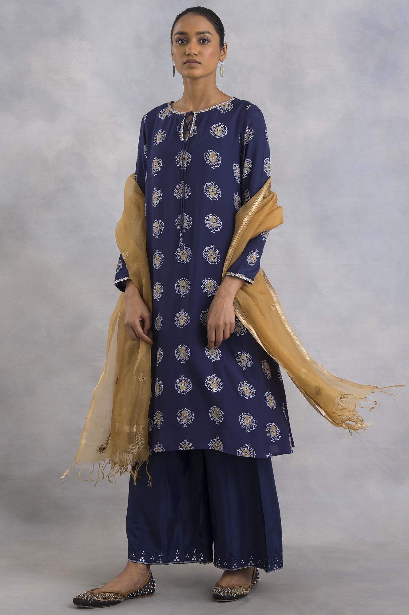 Purple A-Line Hand Block Print kurta - Image 7