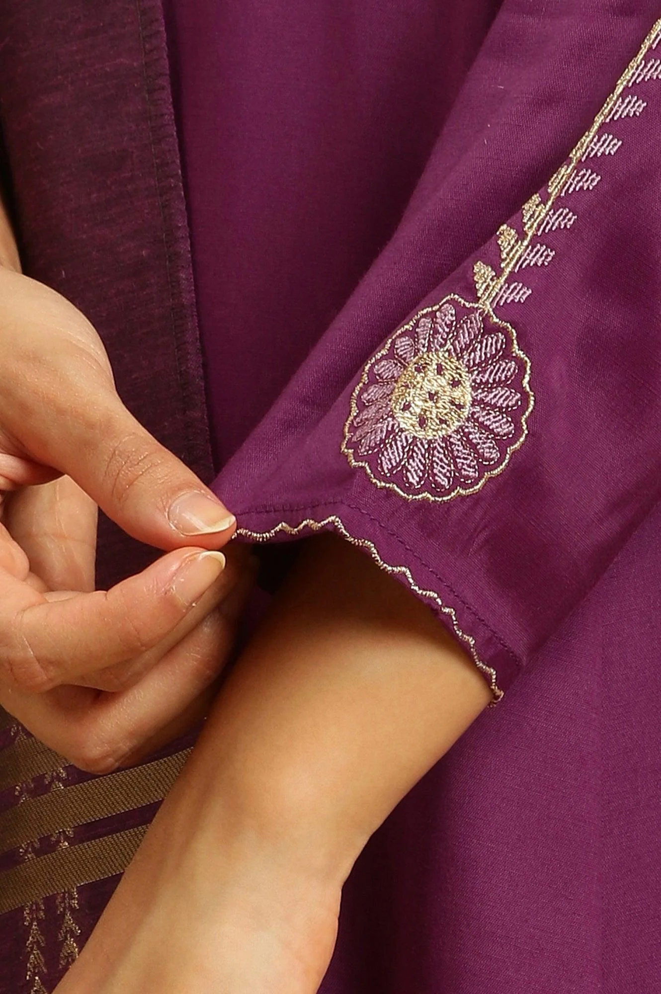 Purple Anarkali Festive Kurta, Parallel Pants And Dupatta Set - Image 7