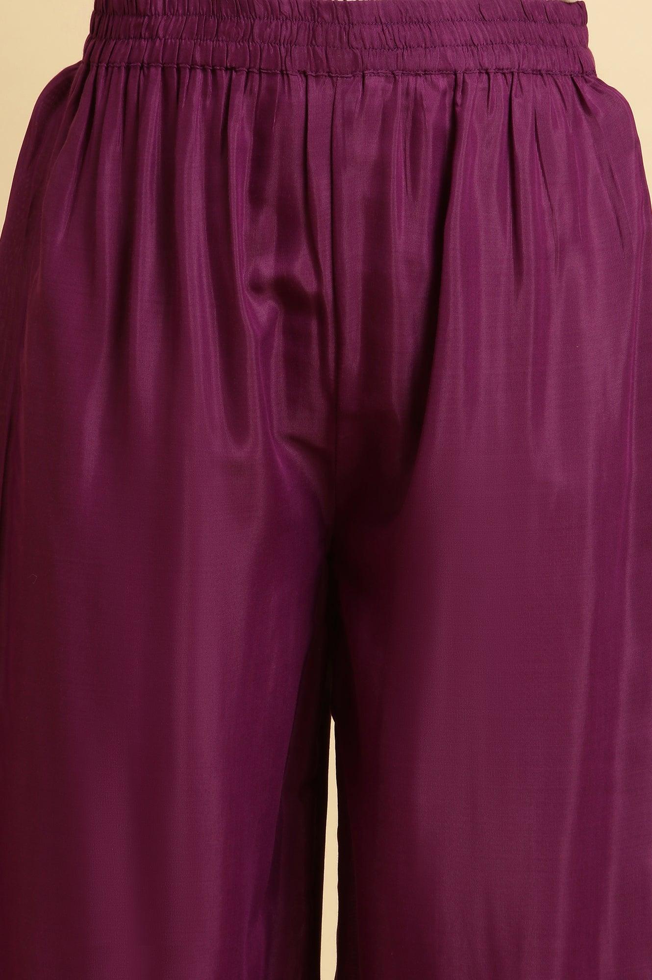 Purple Anarkali Festive Kurta, Parallel Pants And Dupatta Set - Image 8