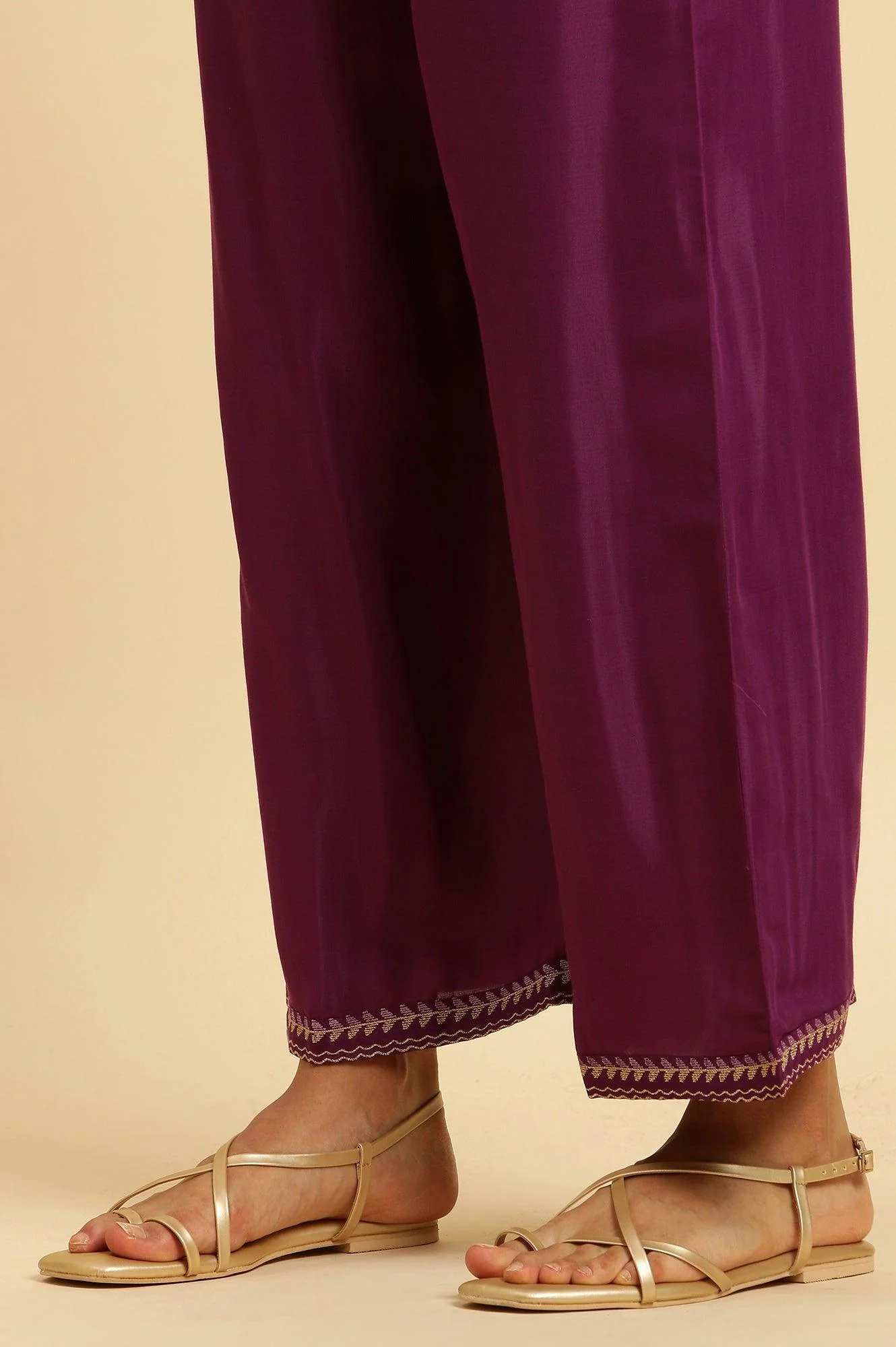 Purple Anarkali Festive Kurta, Parallel Pants And Dupatta Set - Image 9