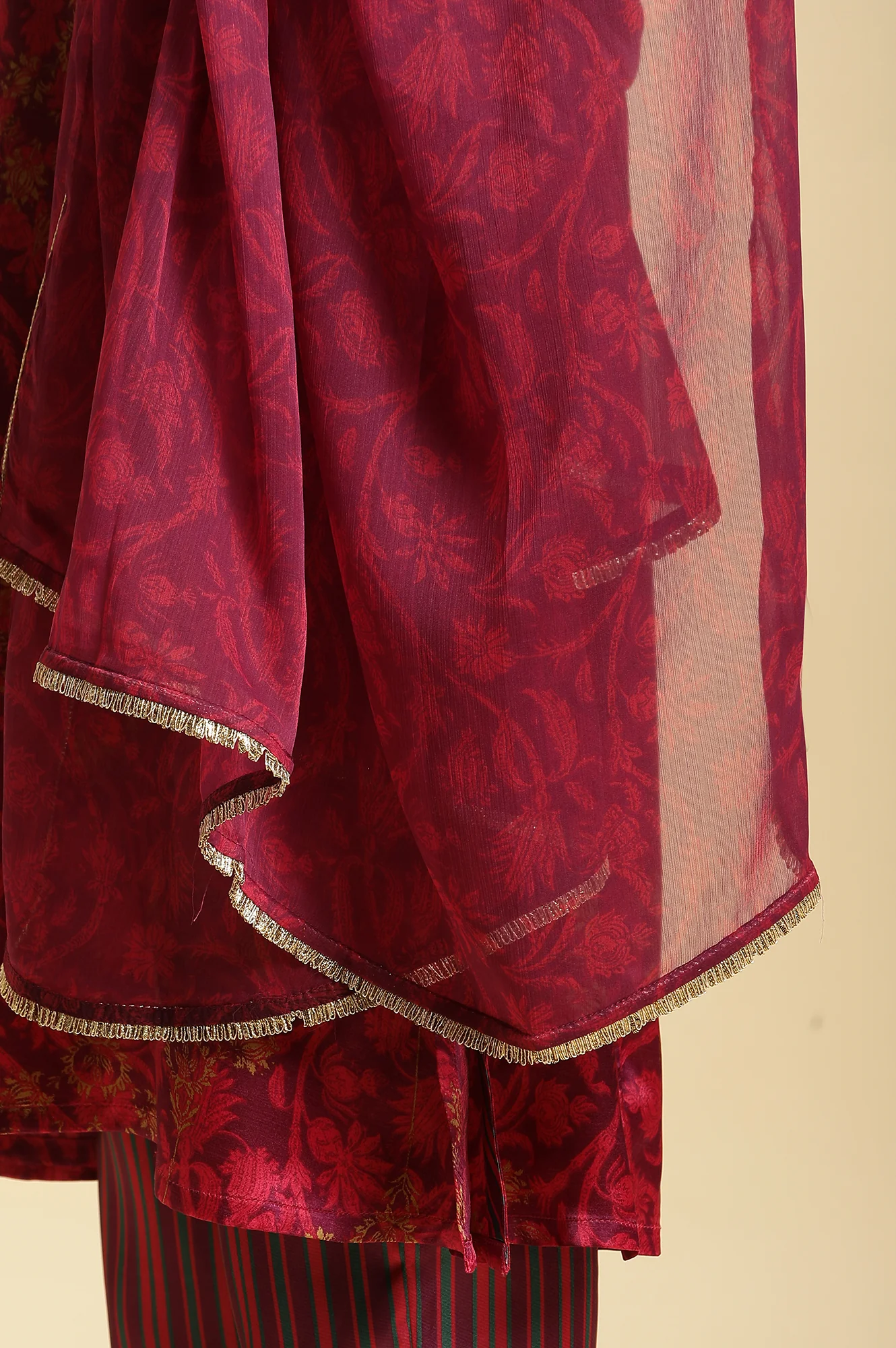 Purple Chiffon Floral Printed Dupatta - Image 5
