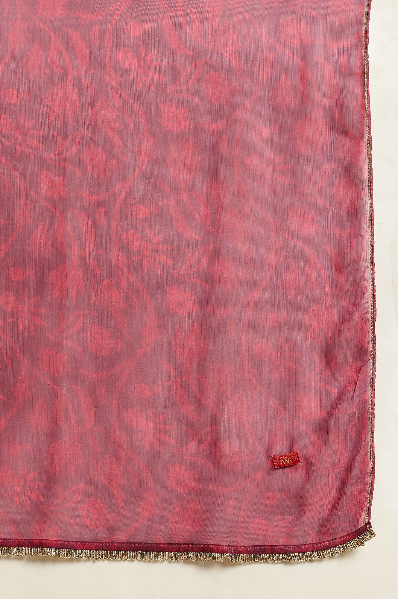 Purple Chiffon Floral Printed Dupatta - Image 6