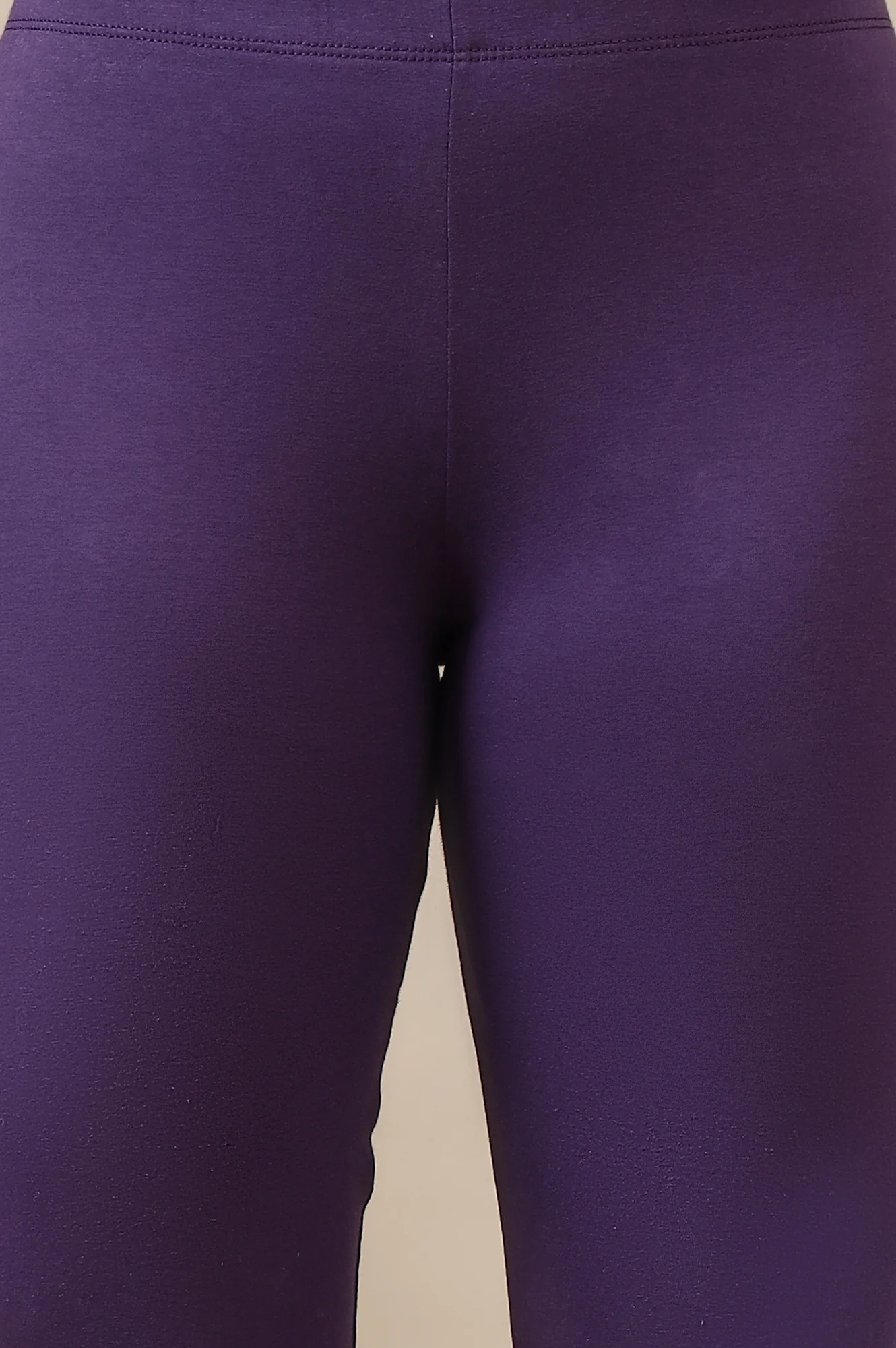 Elleven Women's Purple Solid Skinny Fit Cotton Leggings With Slip On Closure - Image 6