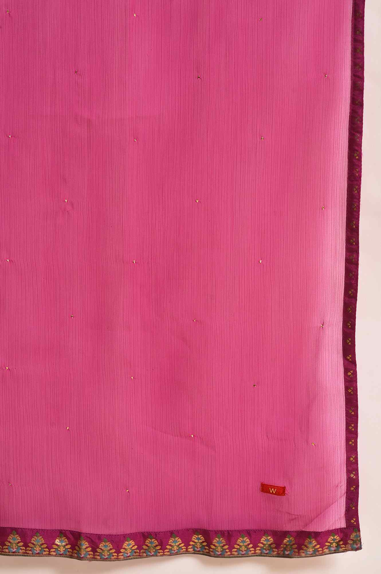Purple Crinckled Chiffon Dupatta With Mukaish - Image 5