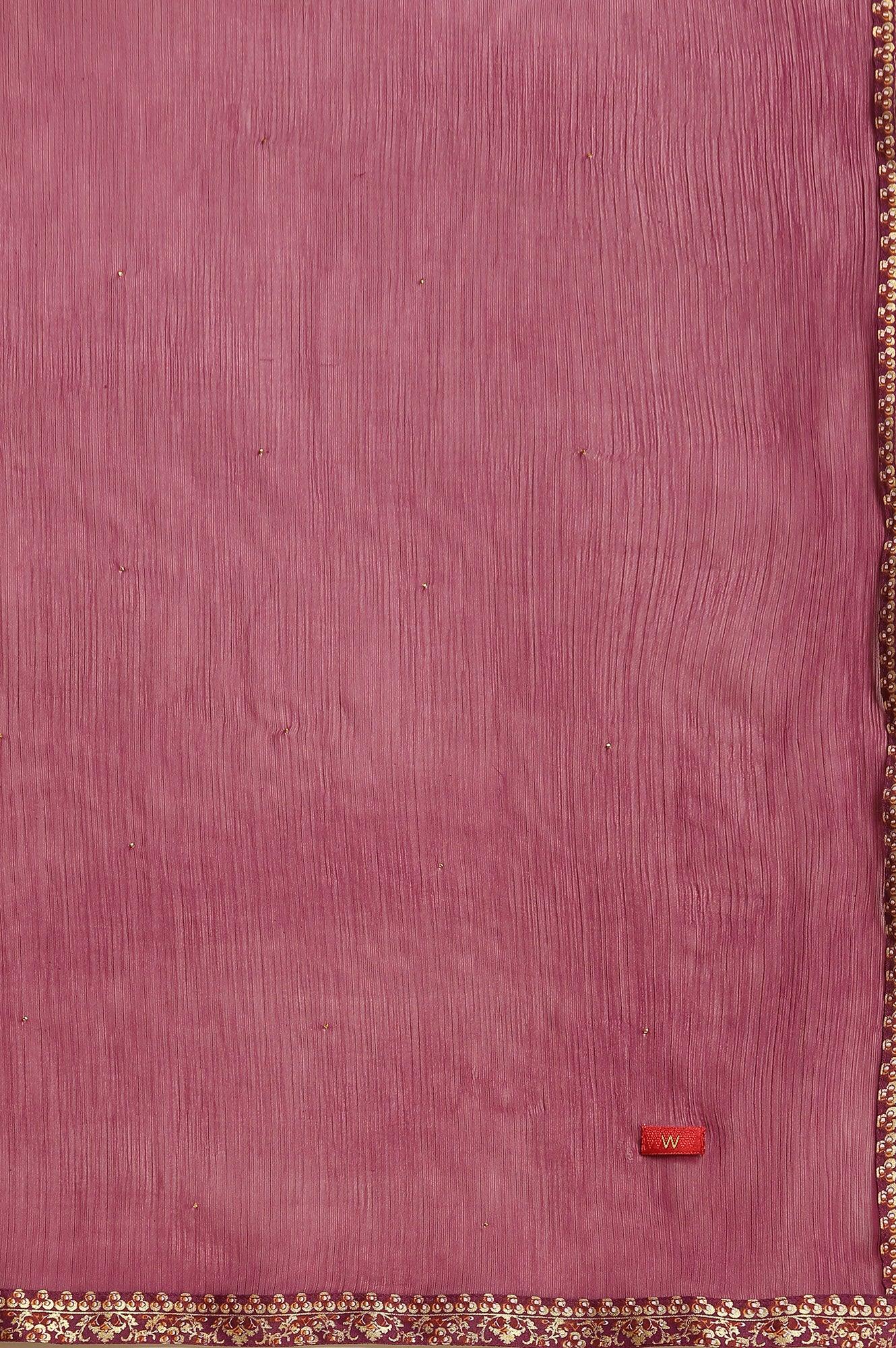 Purple Embellished Kurta, Pants And Dupatta Set - Image 13