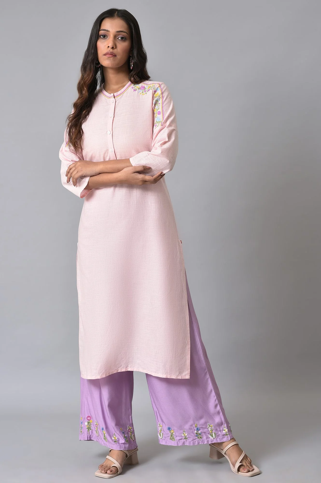 Purple Embroidered Parallel Pants - Image 5