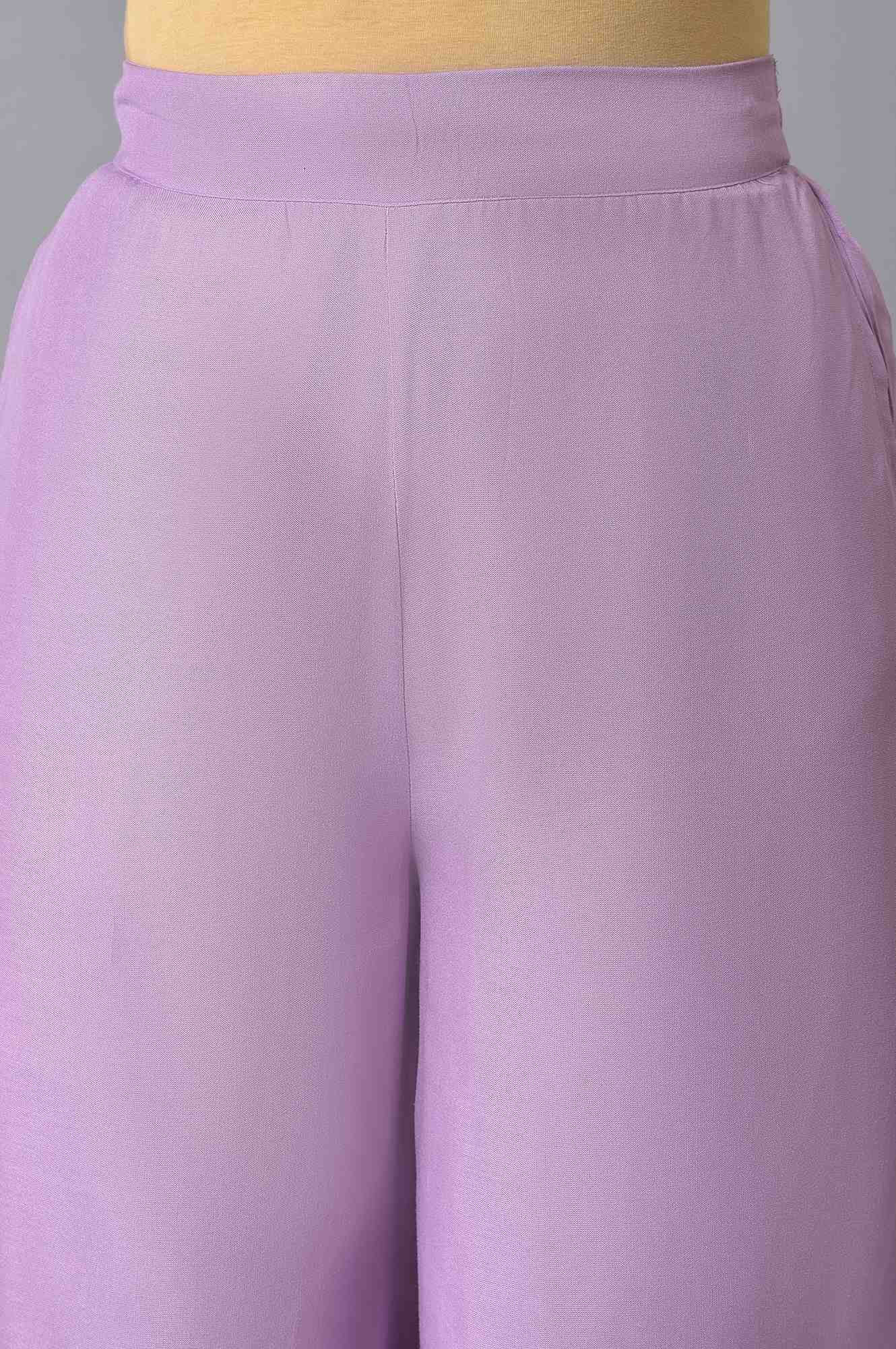 Purple Embroidered Parallel Pants - Image 6
