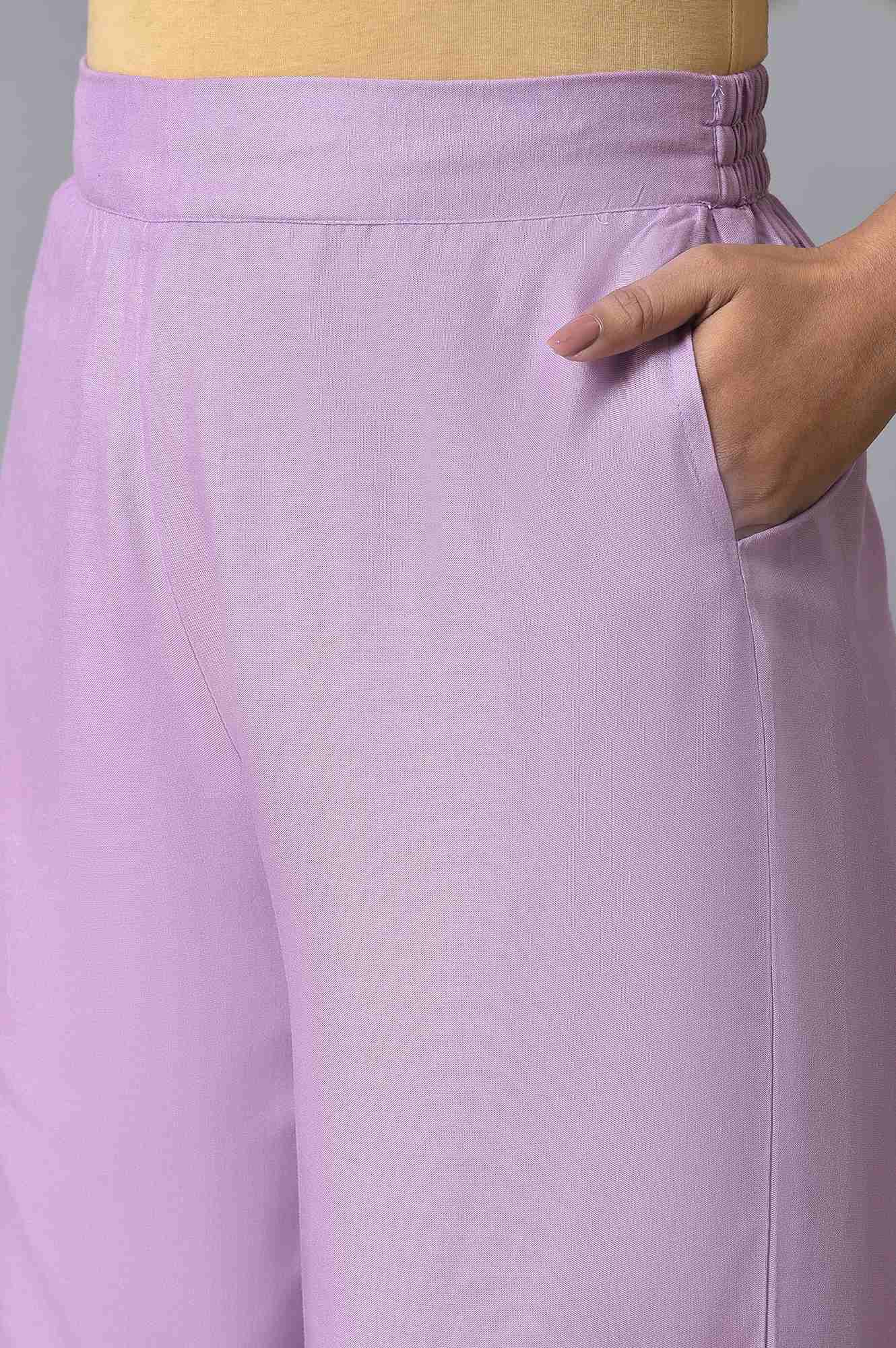 Purple Embroidered Parallel Pants - Image 7