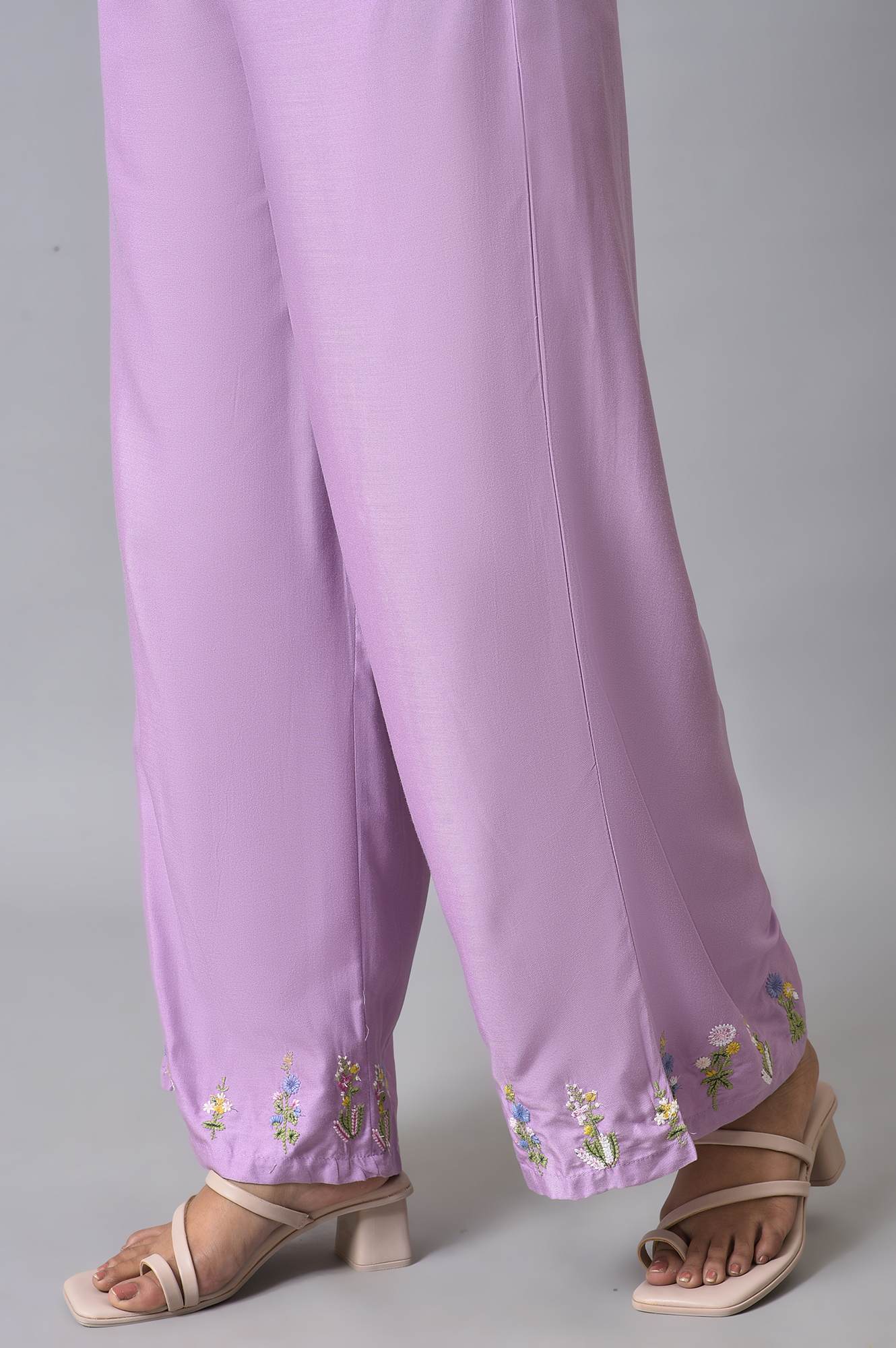 Purple Embroidered Parallel Pants - Image 8