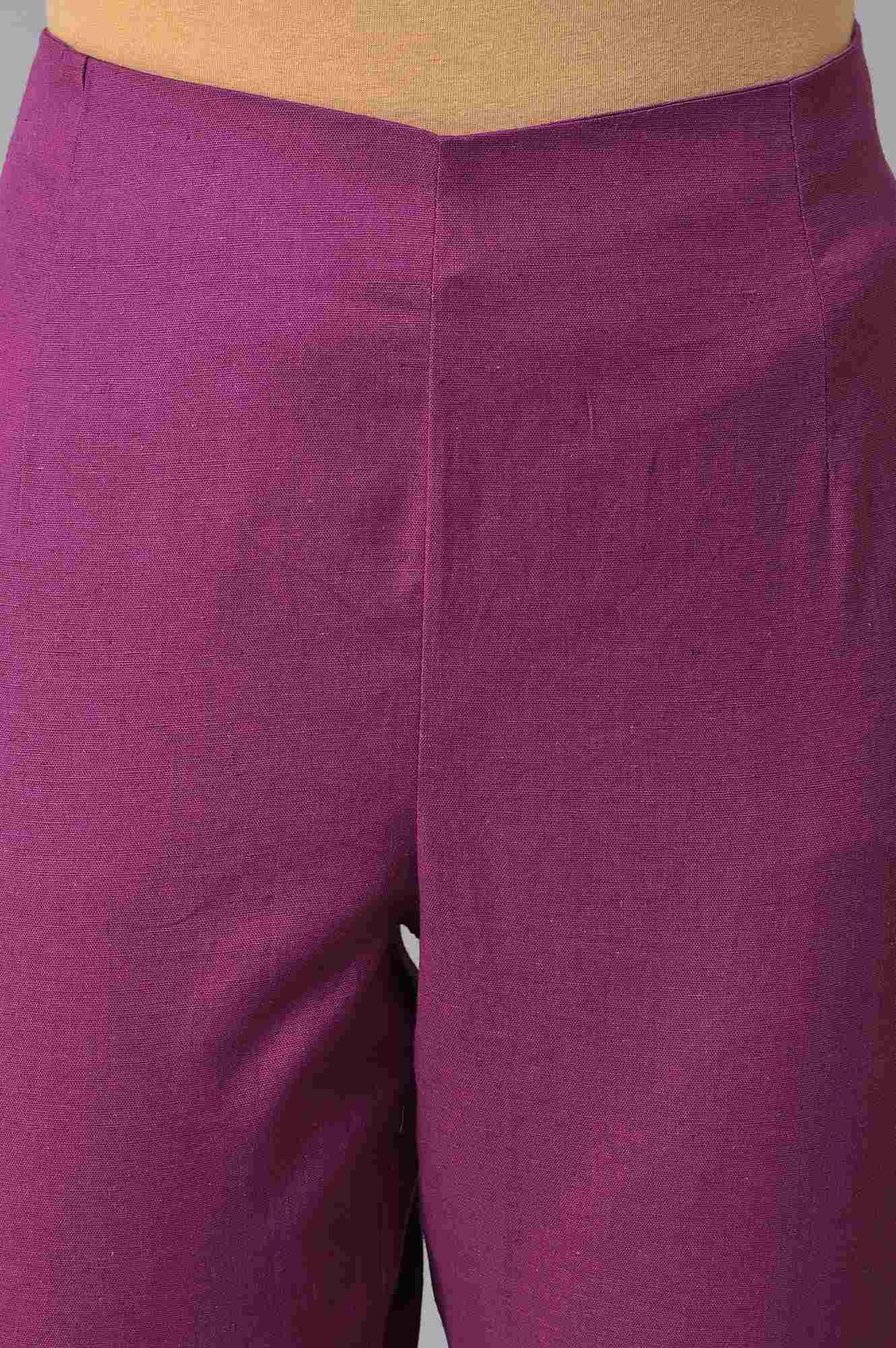 Purple Festive Shantung kurta With Slim Pants - Image 6