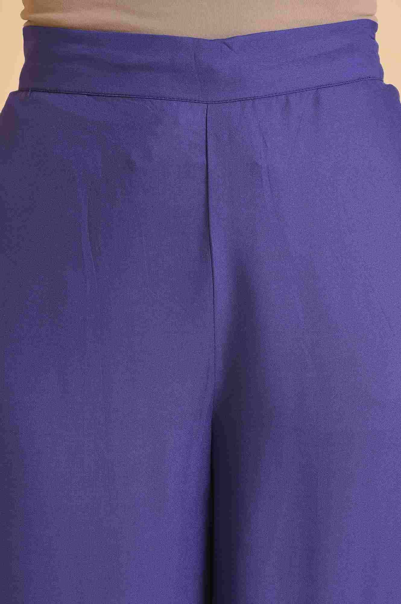 Purple Floral Printed Sequins Georgette Straight Kurta and Parallel Pant Set - Image 5