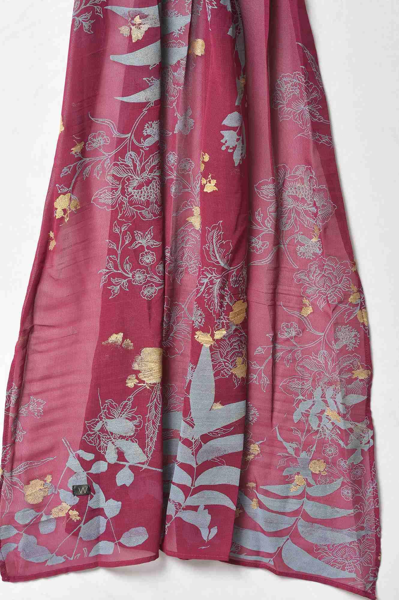 Purple French Crepe Long Dress With Dupatta - Image 6