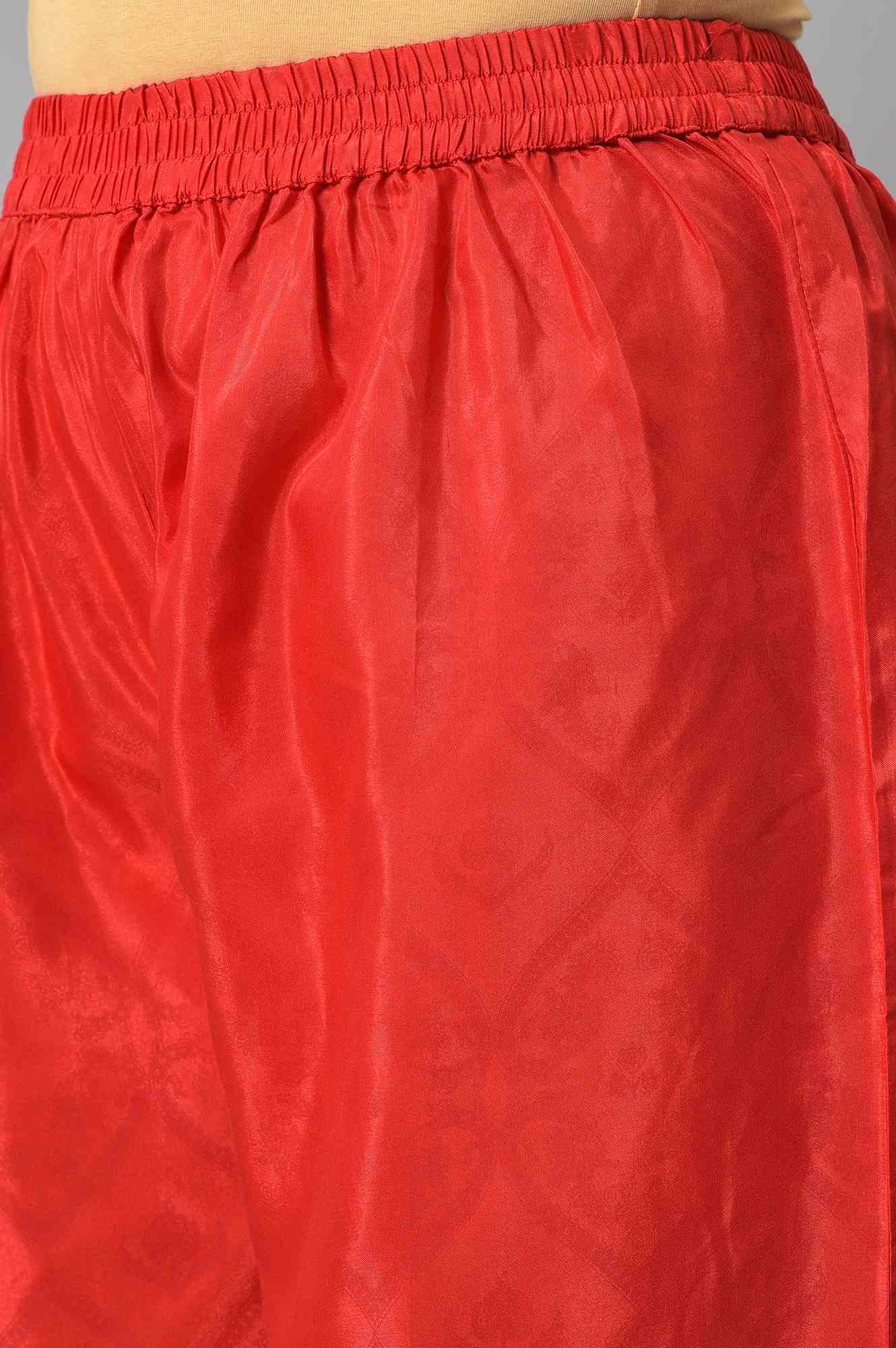 Purple Japanese Satin Short kurta With Red Parallel Pants And Dupatta - Image 7