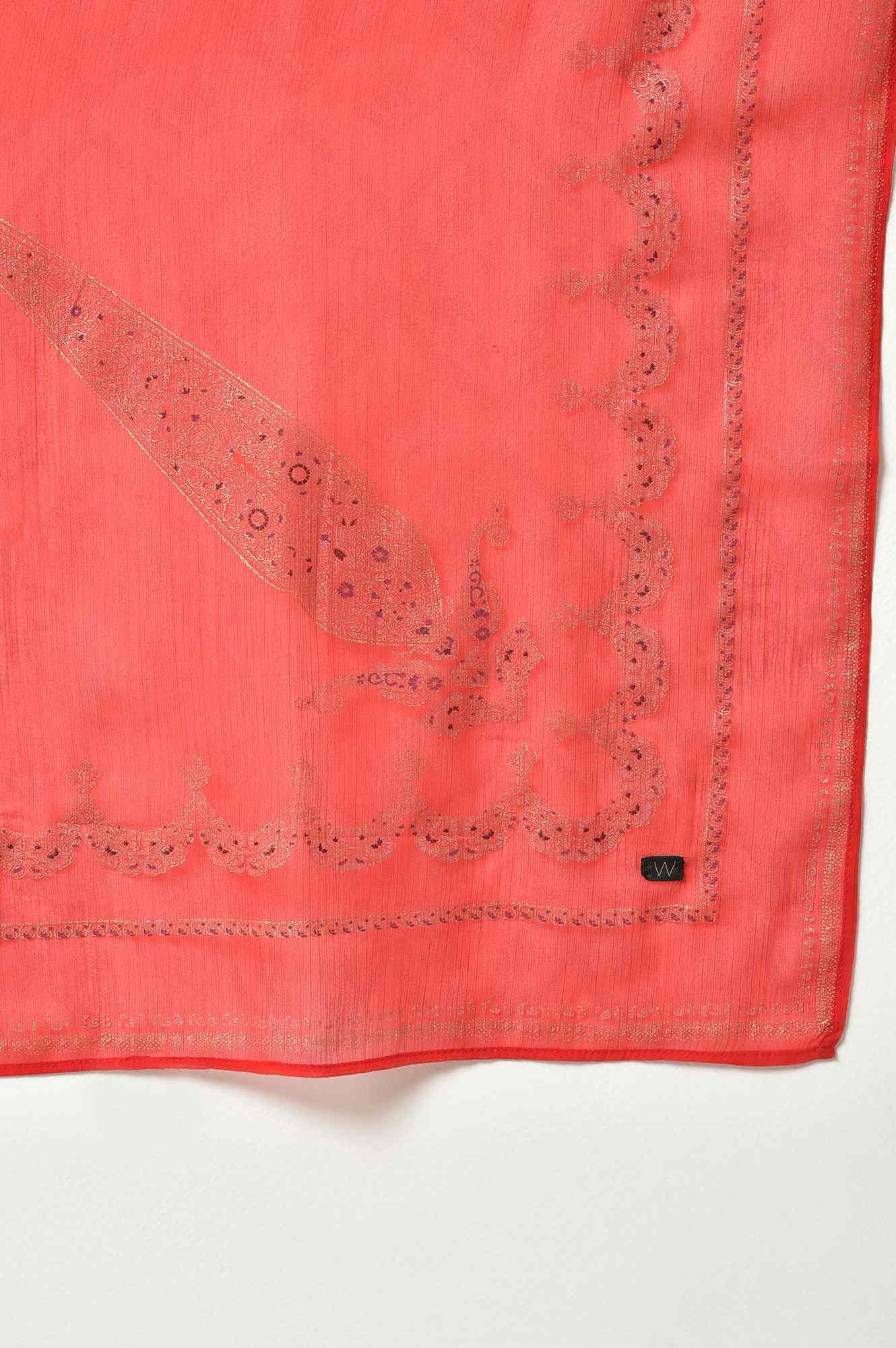 Purple Japanese Satin Short kurta With Red Parallel Pants And Dupatta - Image 9
