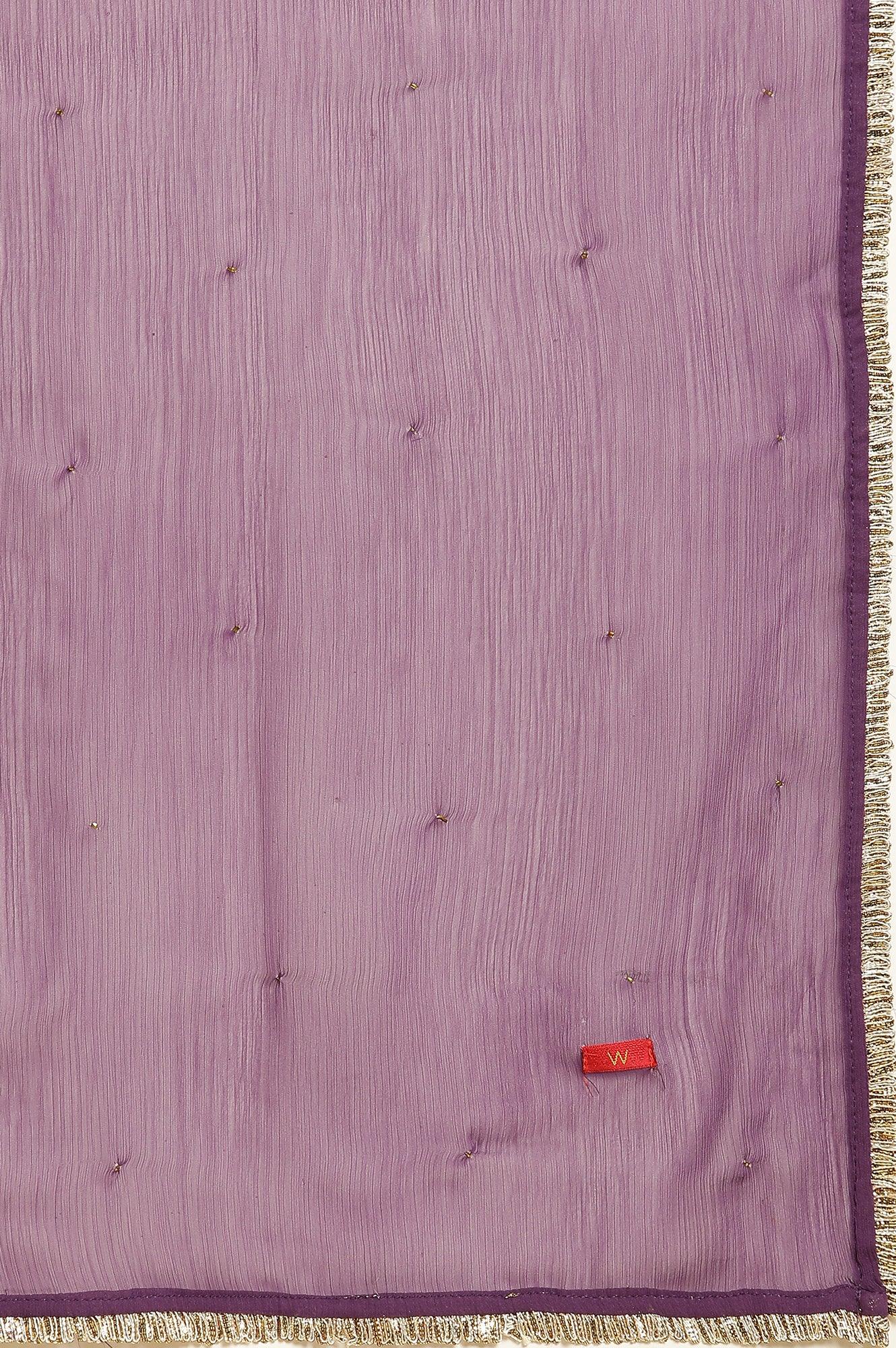 Purple Layered Suzani Printed Kurta, Tights and Dupatta Set - Image 13