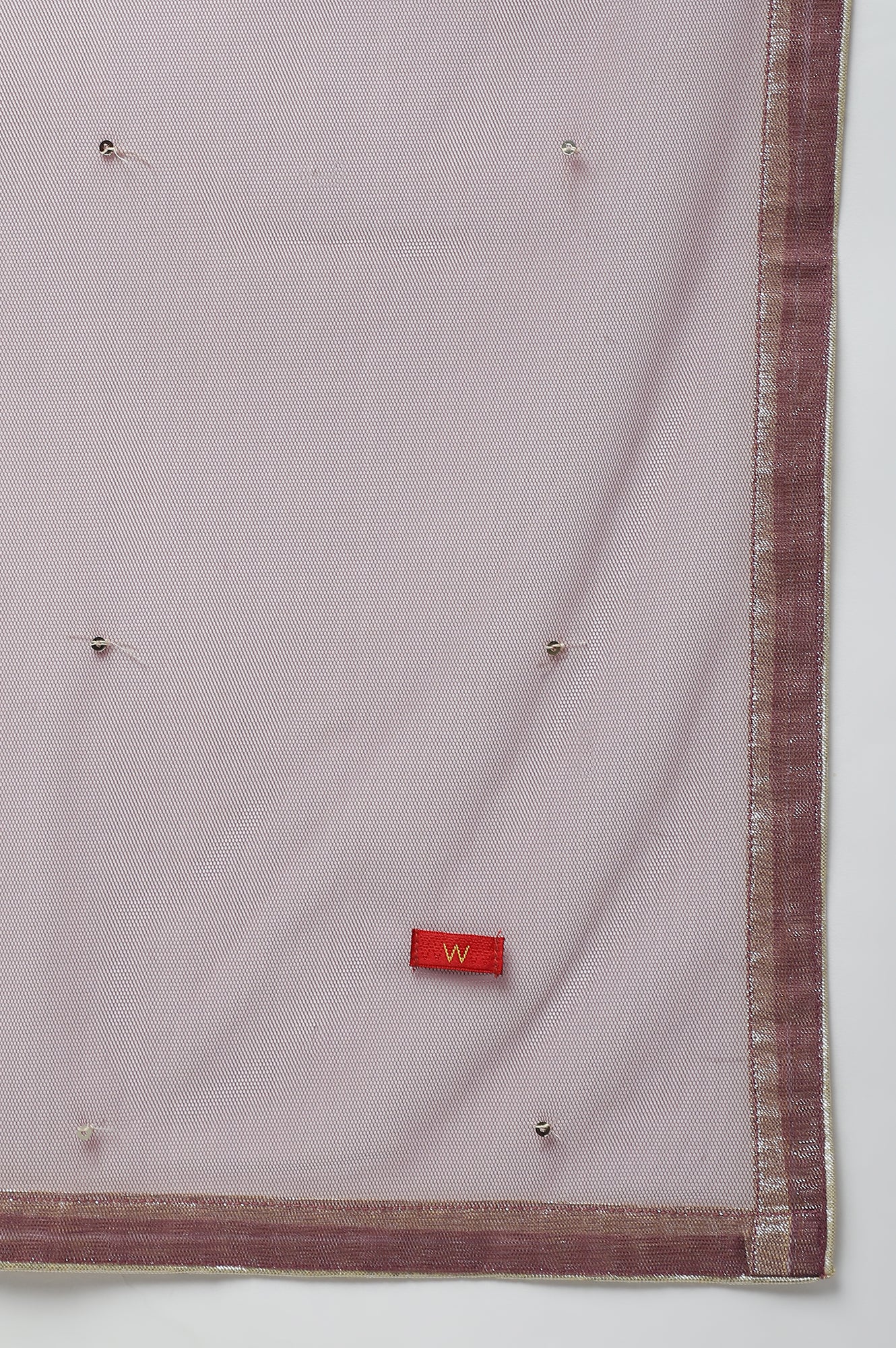 Purple Mesh Dupatta With Sequins - Image 4