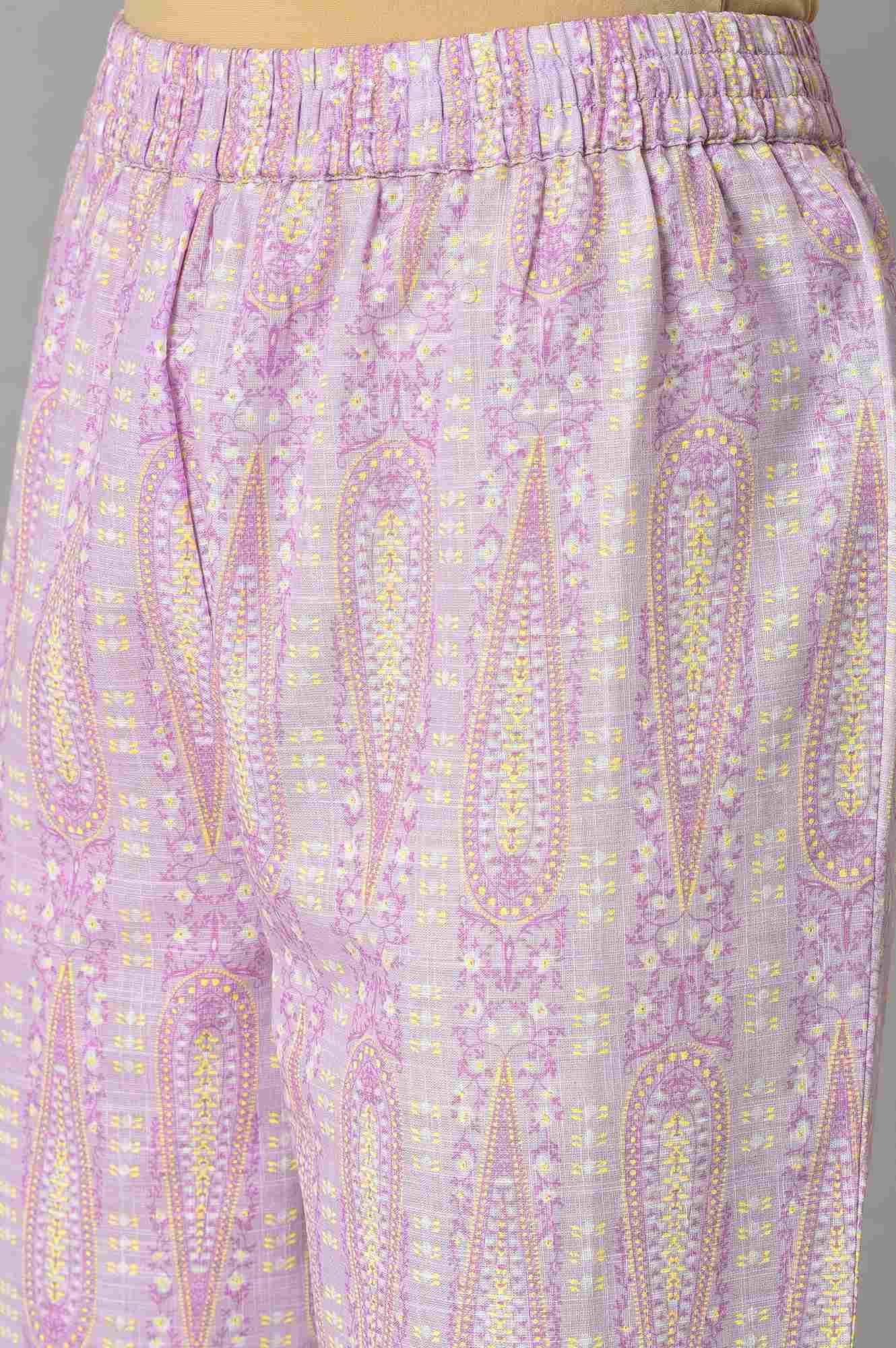Purple Paisley Printed kurta And Pants Co-Ord Set - Image 7