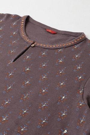Purple Paisley Printed Plus Size Winter kurta - Image 7