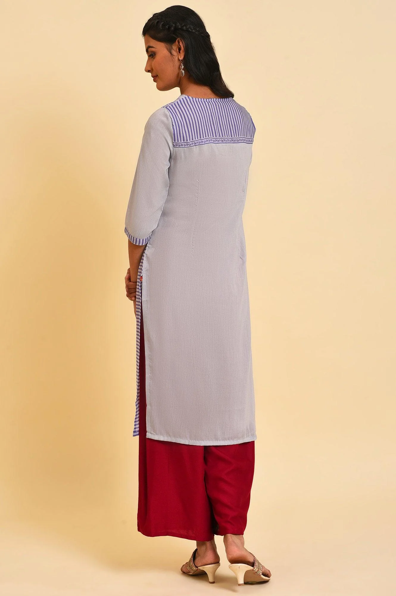 Purple Print Mix Straight Summer kurta - Image 2