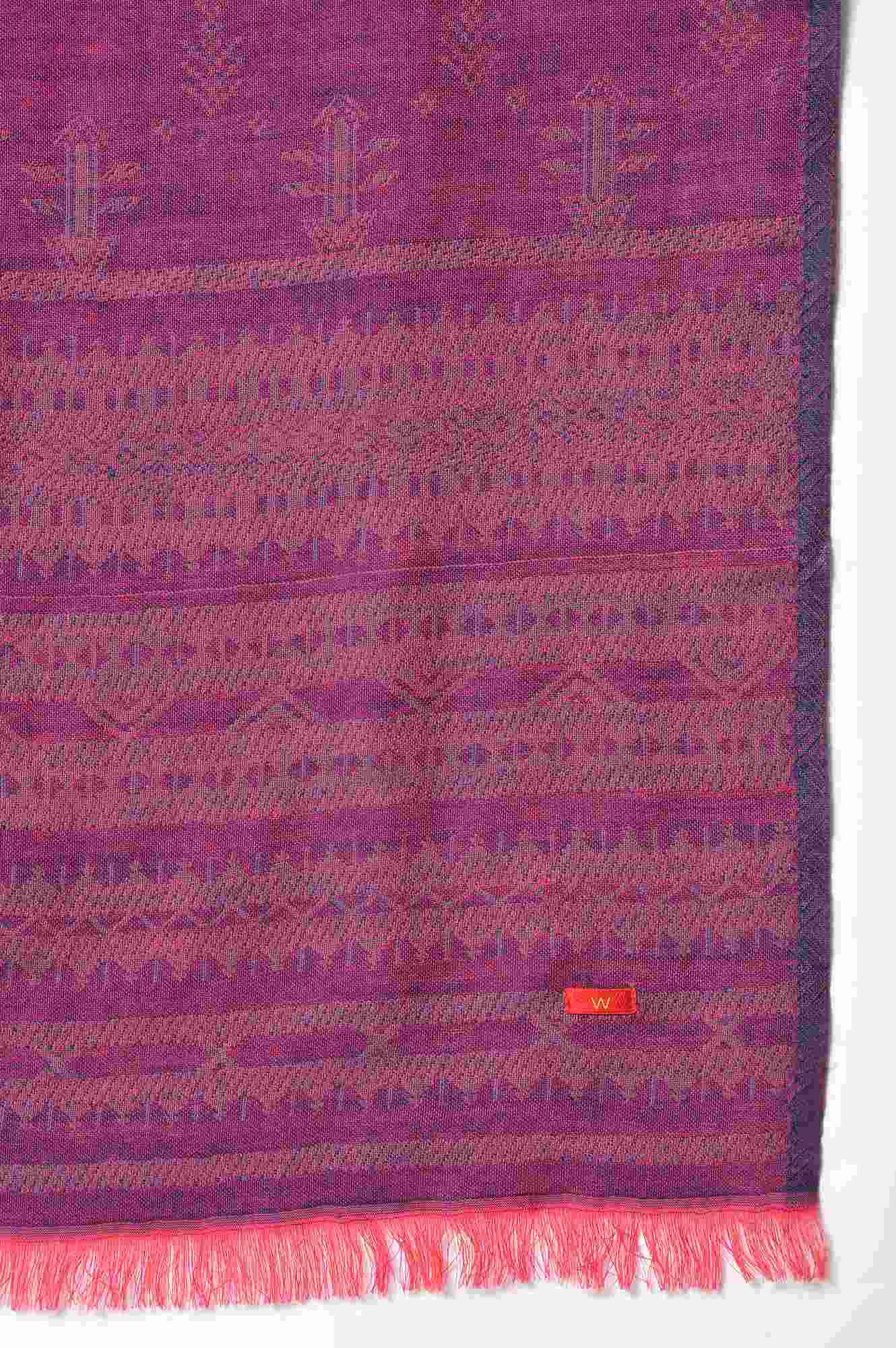 Purple Reversible Jaquard Shawl - Image 4