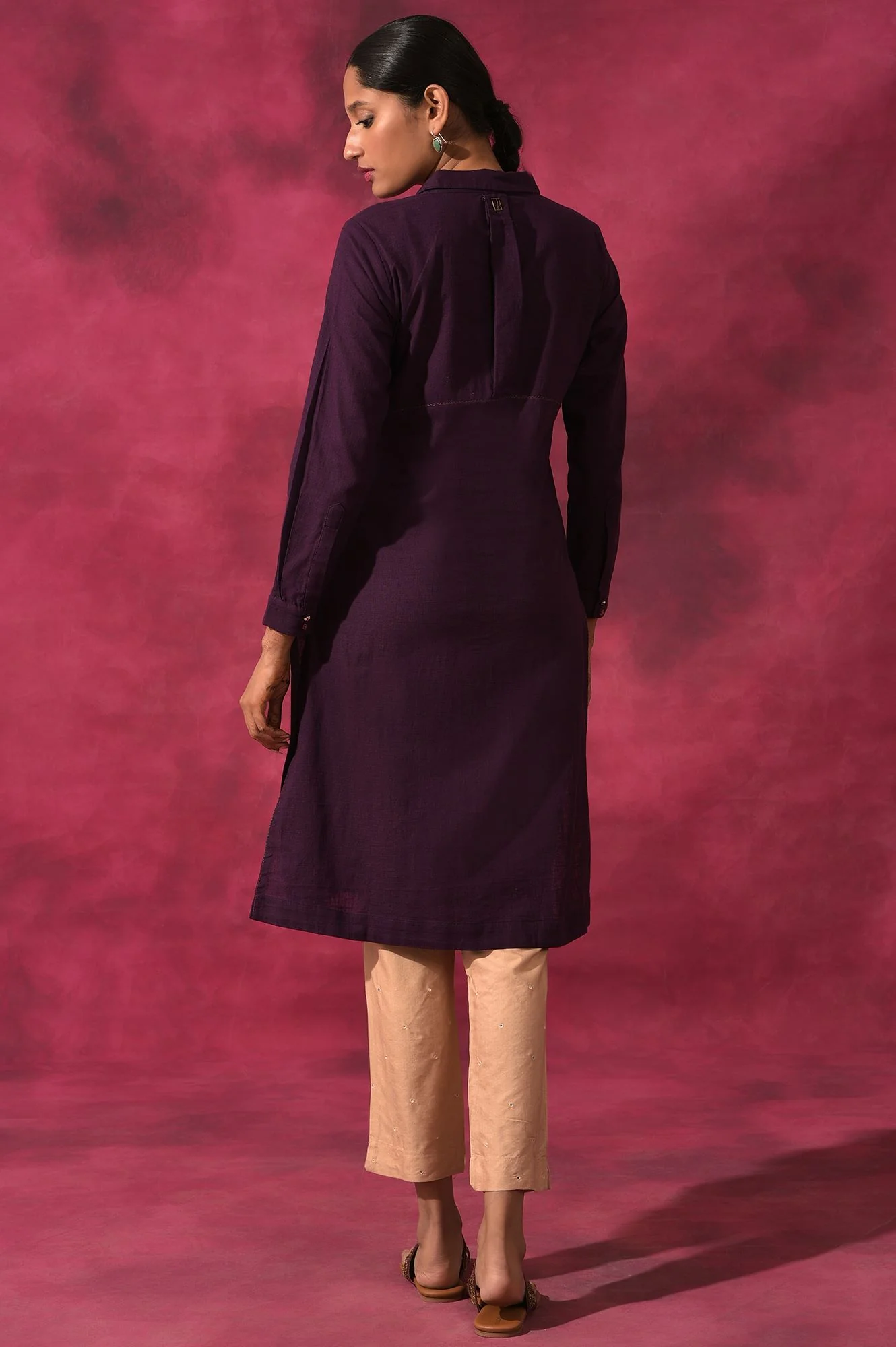 Purple Shirtdress In Cotton Slub - Image 2