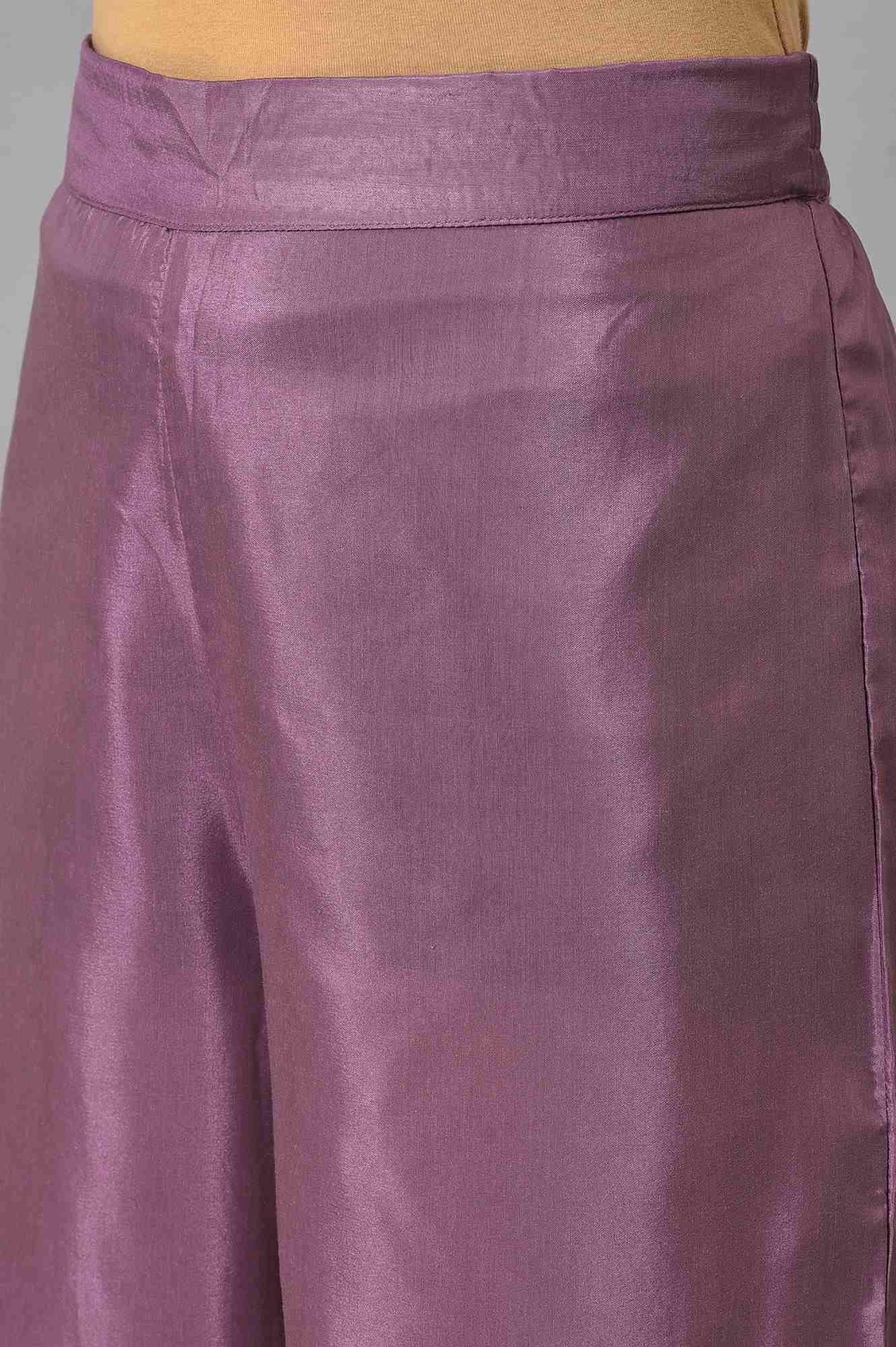 Purple Silver Mukaish Festive kurta With Parallel Pants - Image 7