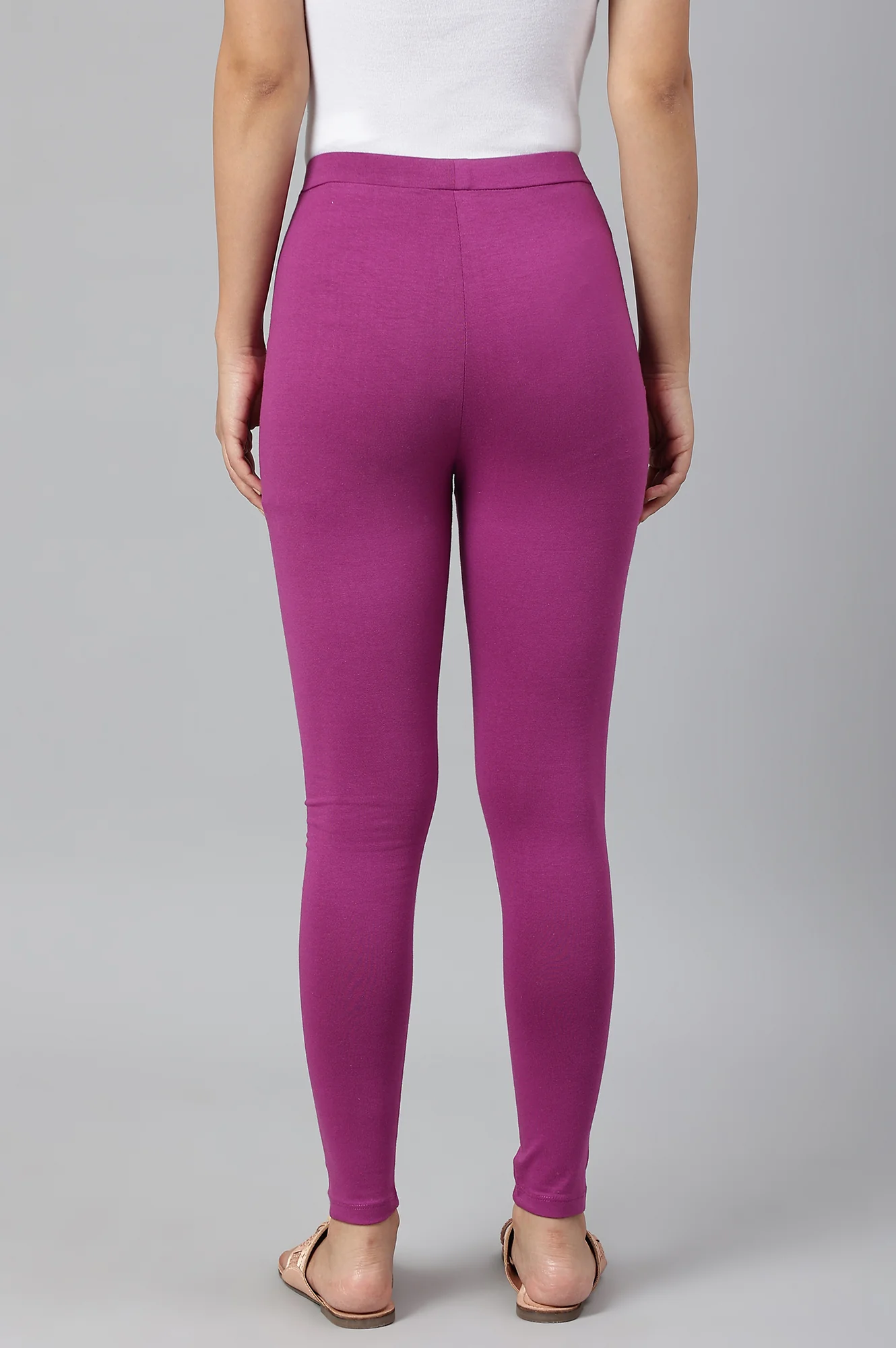 Purple Solid Knitted Women Tights - Image 4
