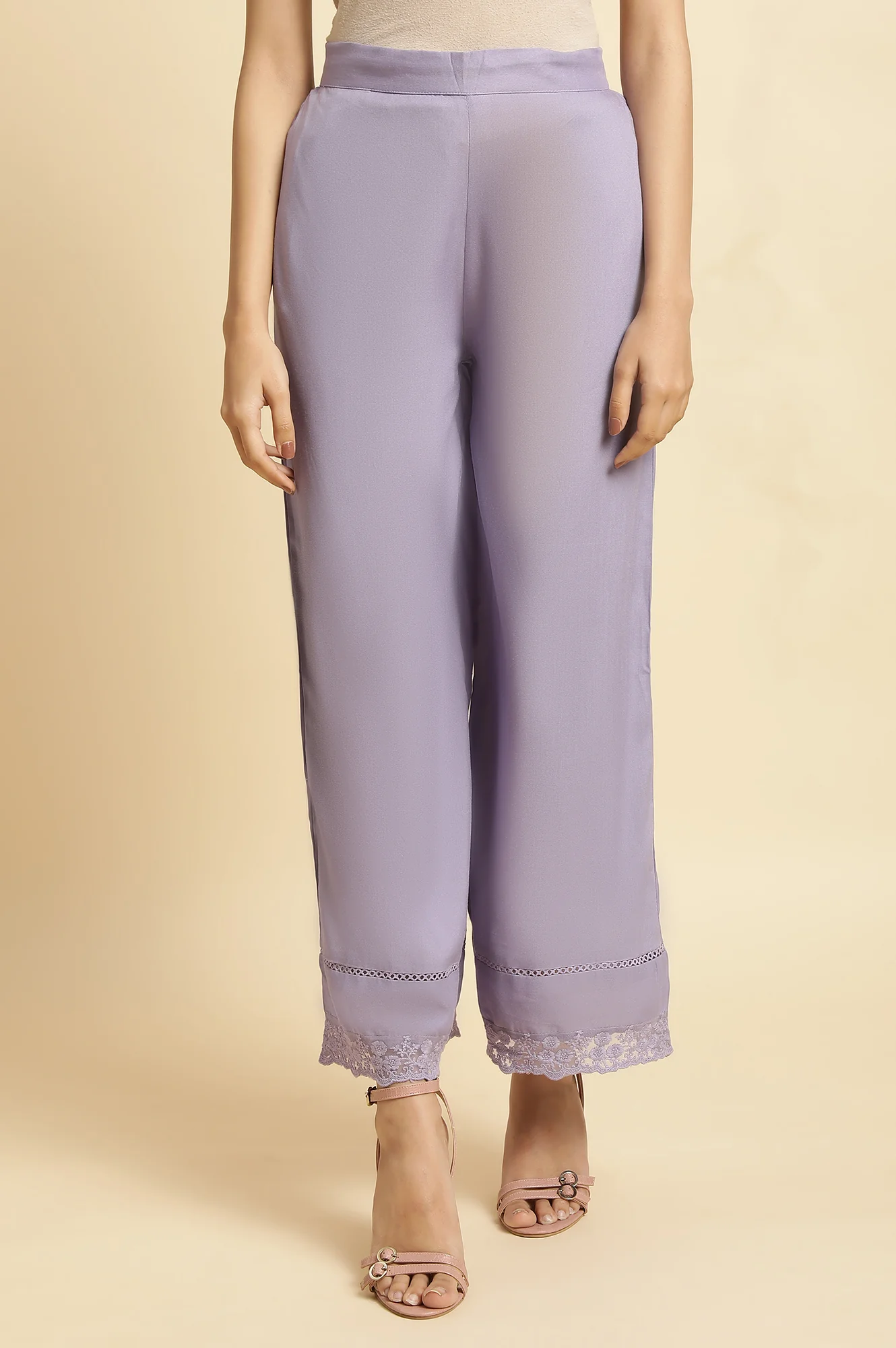Purple Straight Kurta and Parallel Pant Set - Image 3