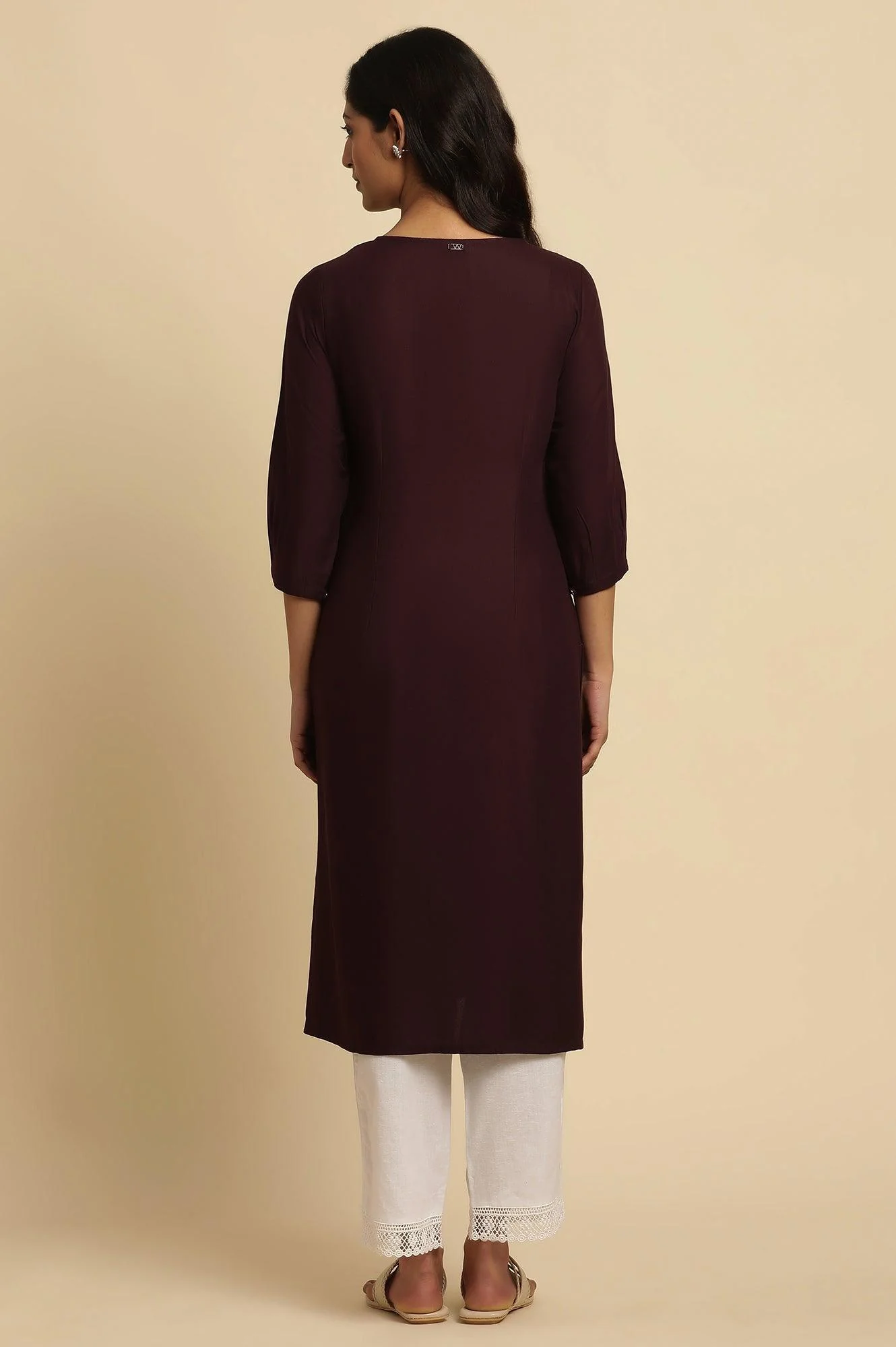 Purple Thread Embroidered Kurta - Image 4