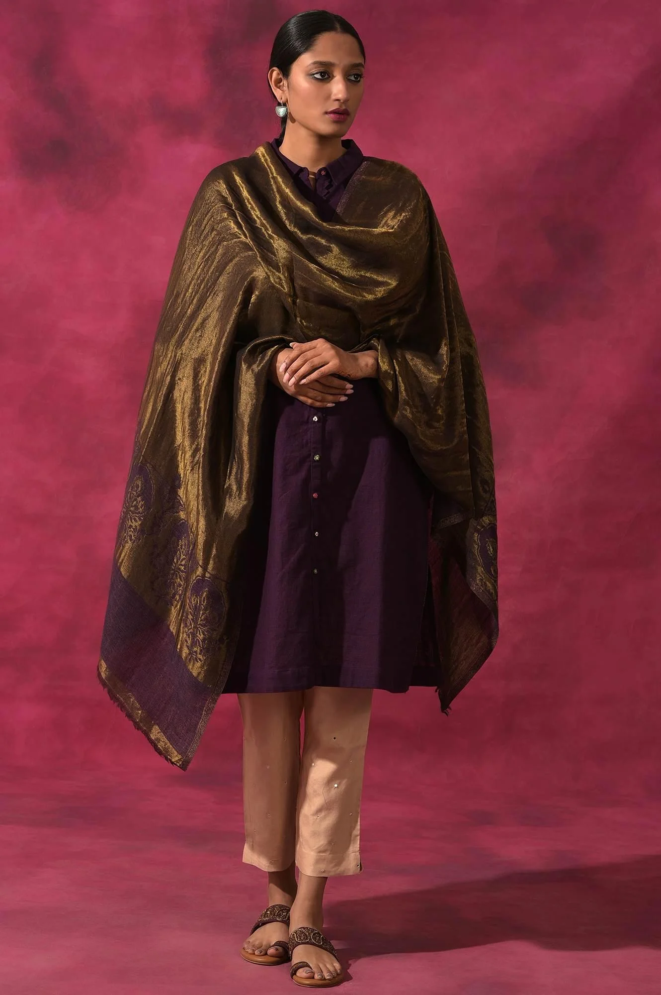 Purple Wool Blend Shawl