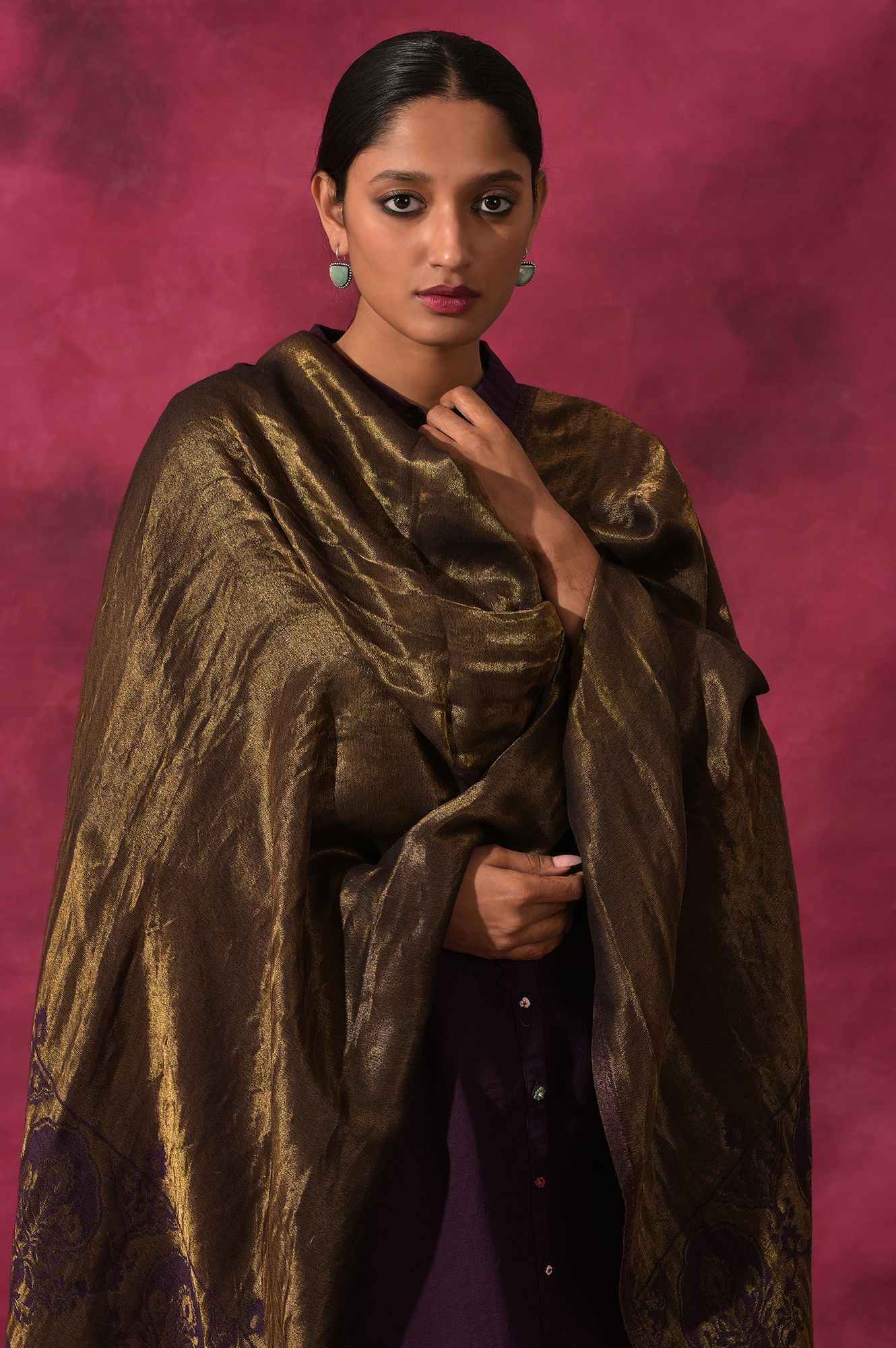 Purple Wool Blend Shawl - Image 3