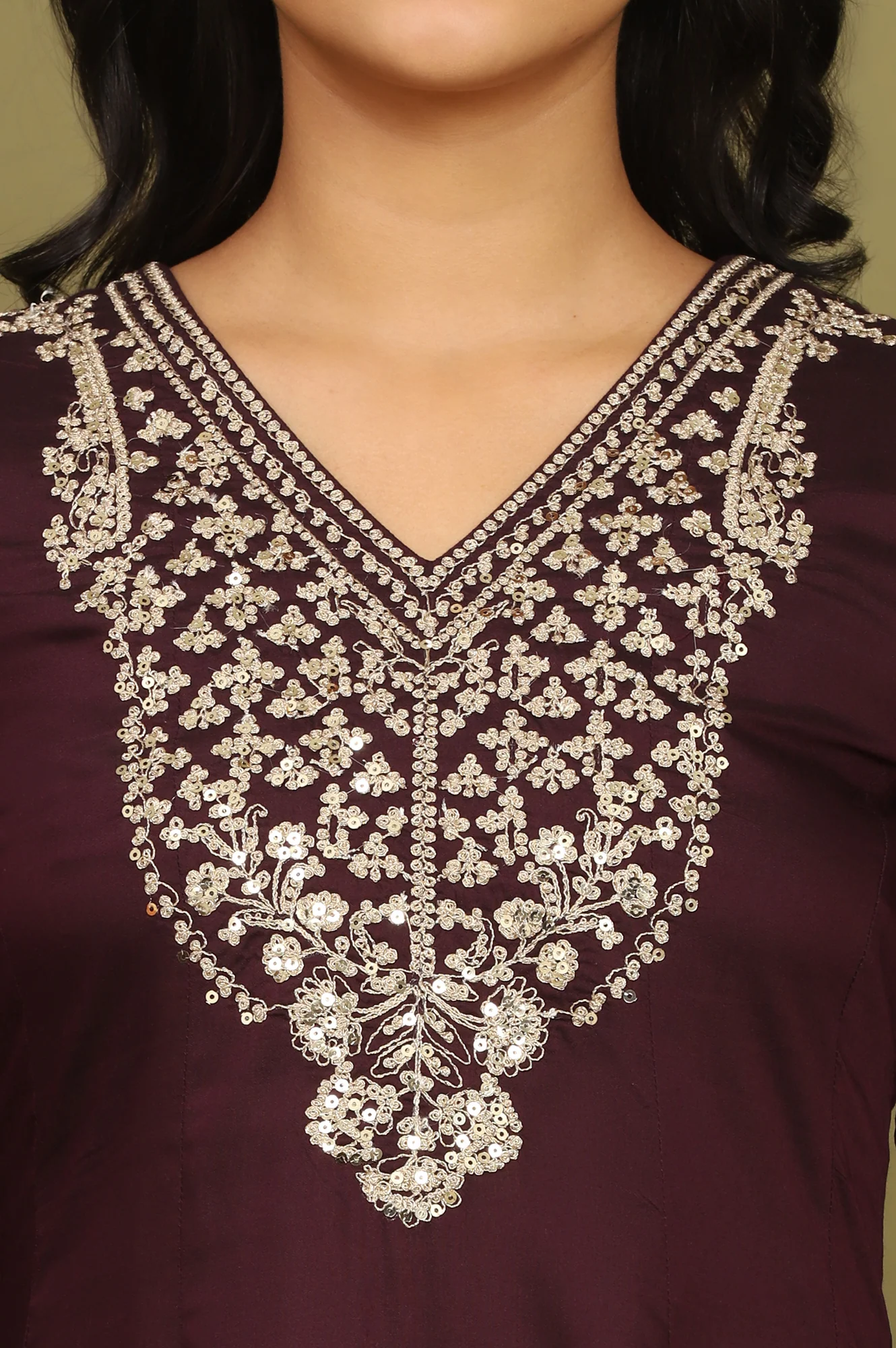 Purple Zari Embroidered Anarkali Kurta - Image 2
