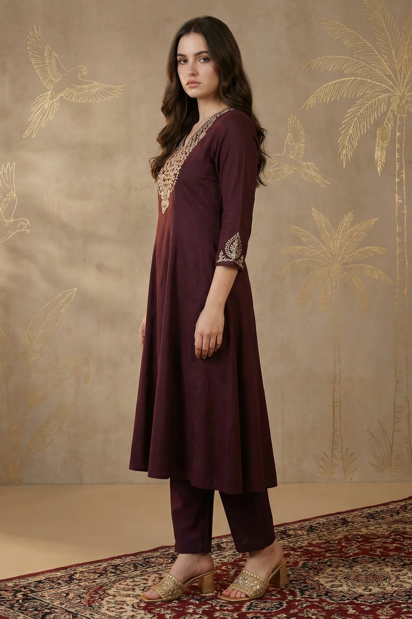 Purple Zari Embroidered Anarkali Kurta - Image 3
