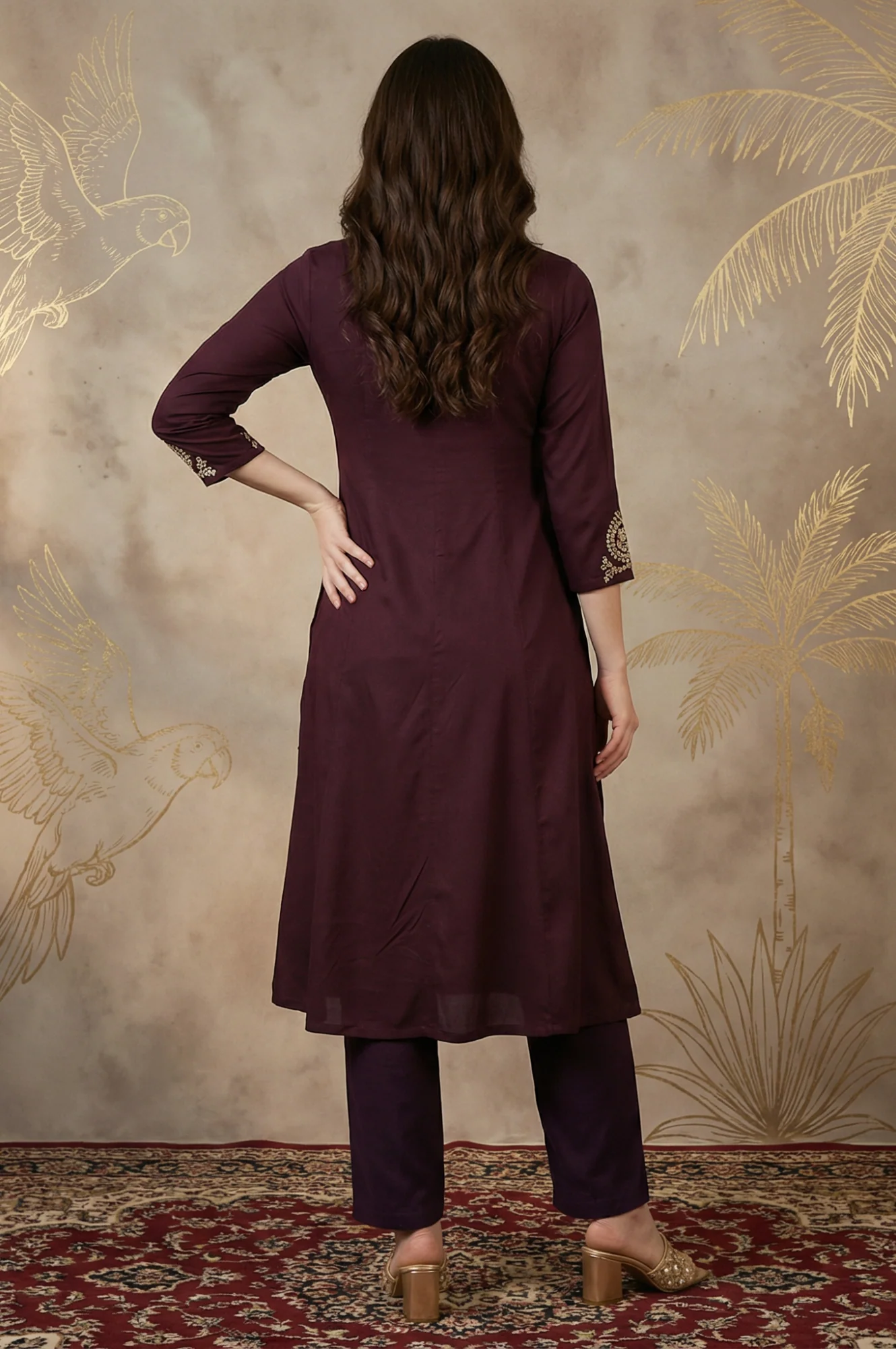 Purple Zari Embroidered Anarkali Kurta - Image 4
