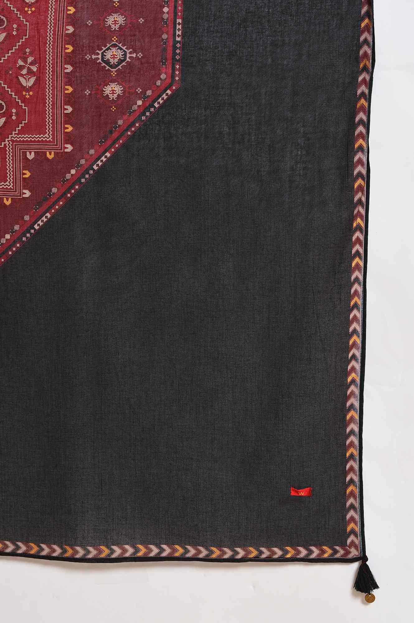 Red and Black Printed Dupatta - Image 4