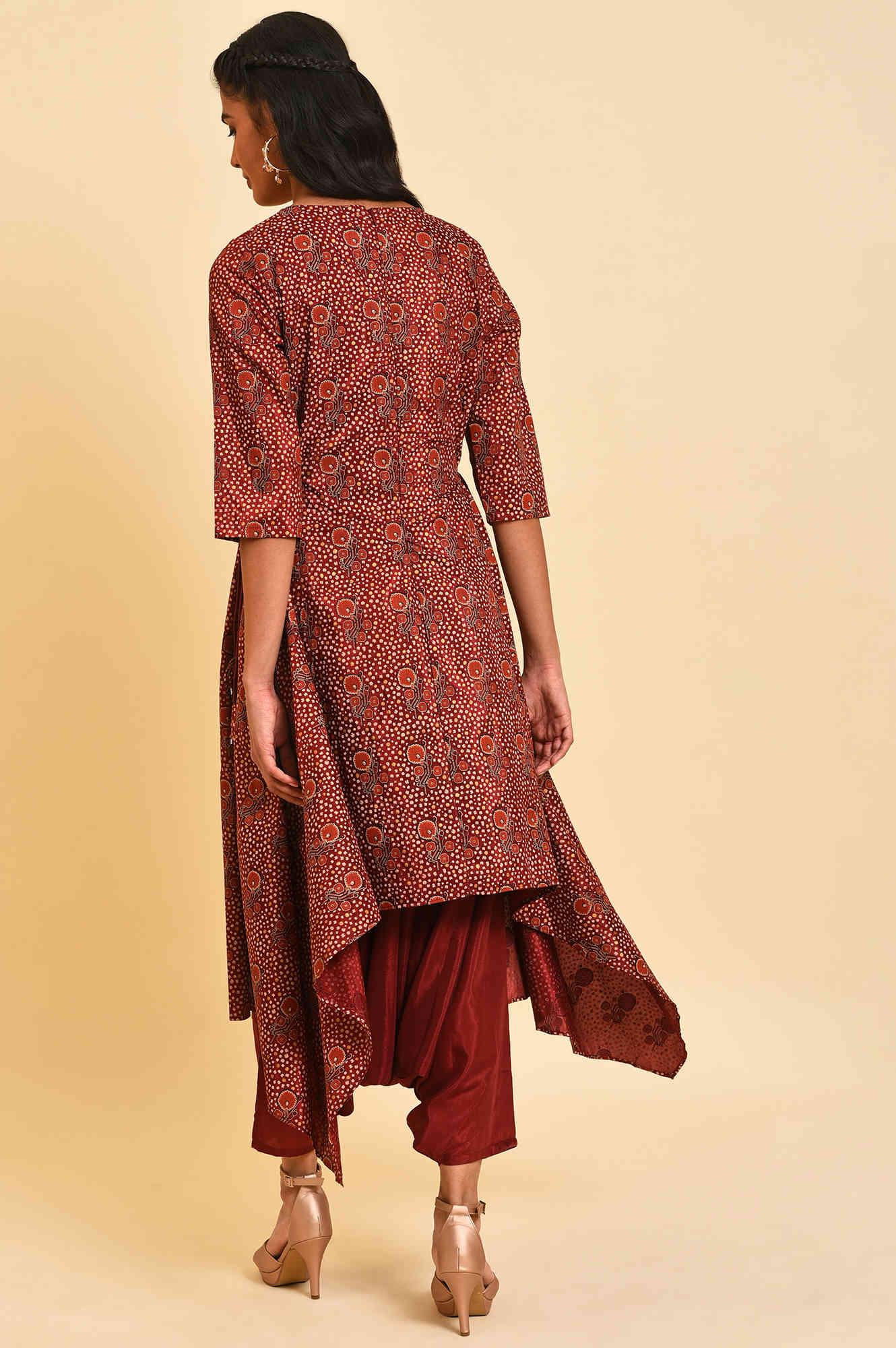 Red Cowl Neck Plus Size Layered Dress - Image 2