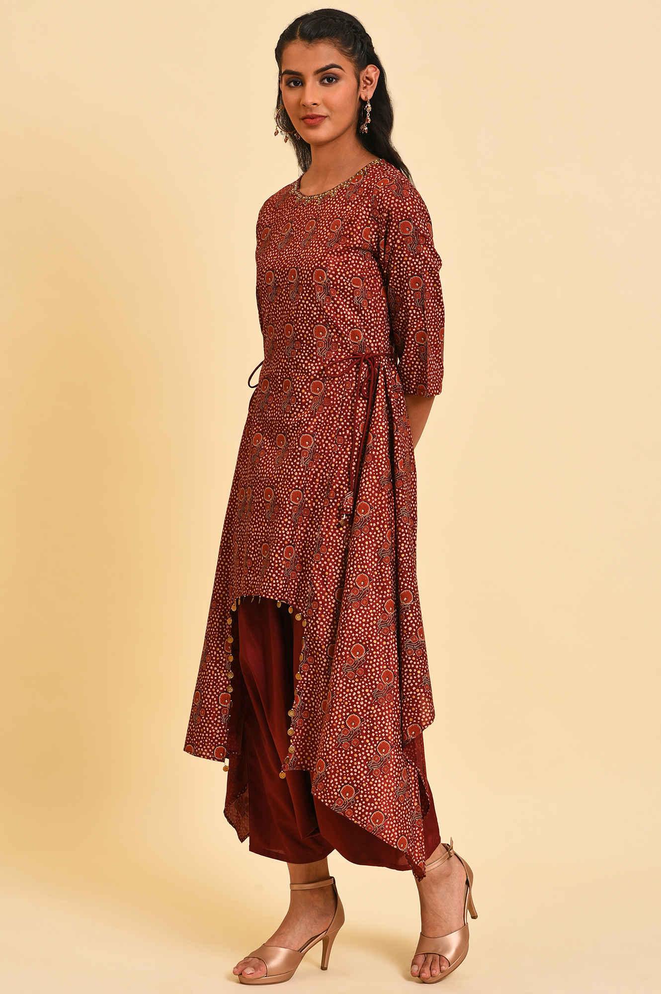 Red Cowl Neck Plus Size Layered Dress - Image 3