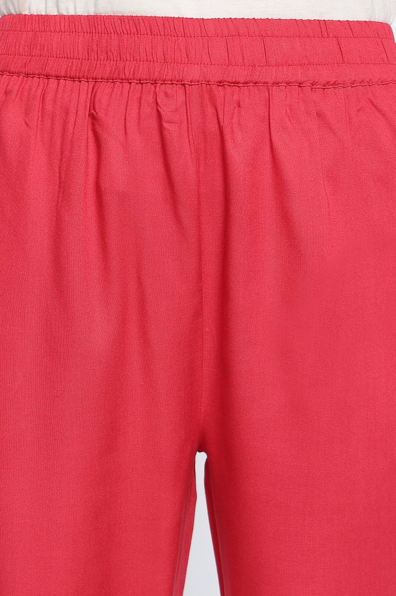 Red Embroidered Printed Organza Straight Kurta, Straight Pant and Dupatta Set - Image 6